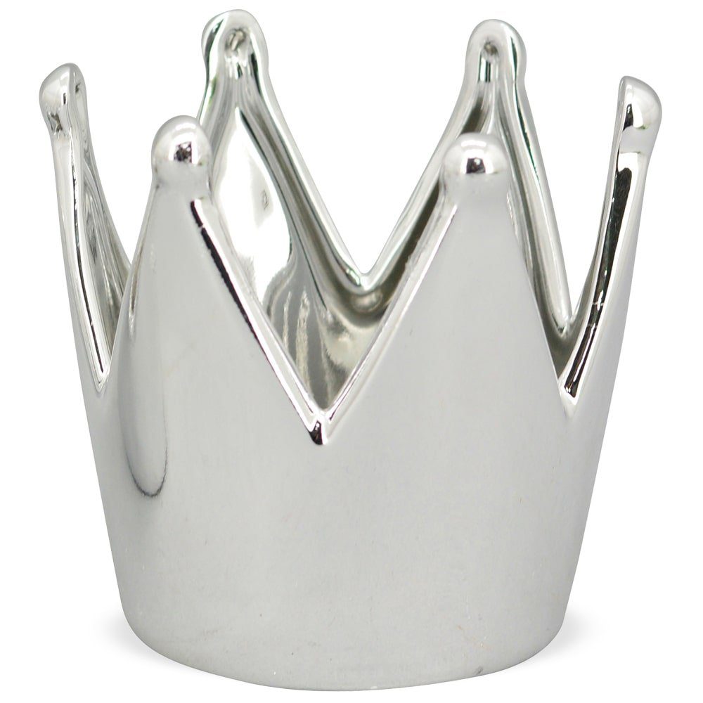 matches21 HOME & HOBBY Kerzenhalter Krone Dekoaufsteller Windlicht Aufsteller silber Ø 10x10 cm (1 St)