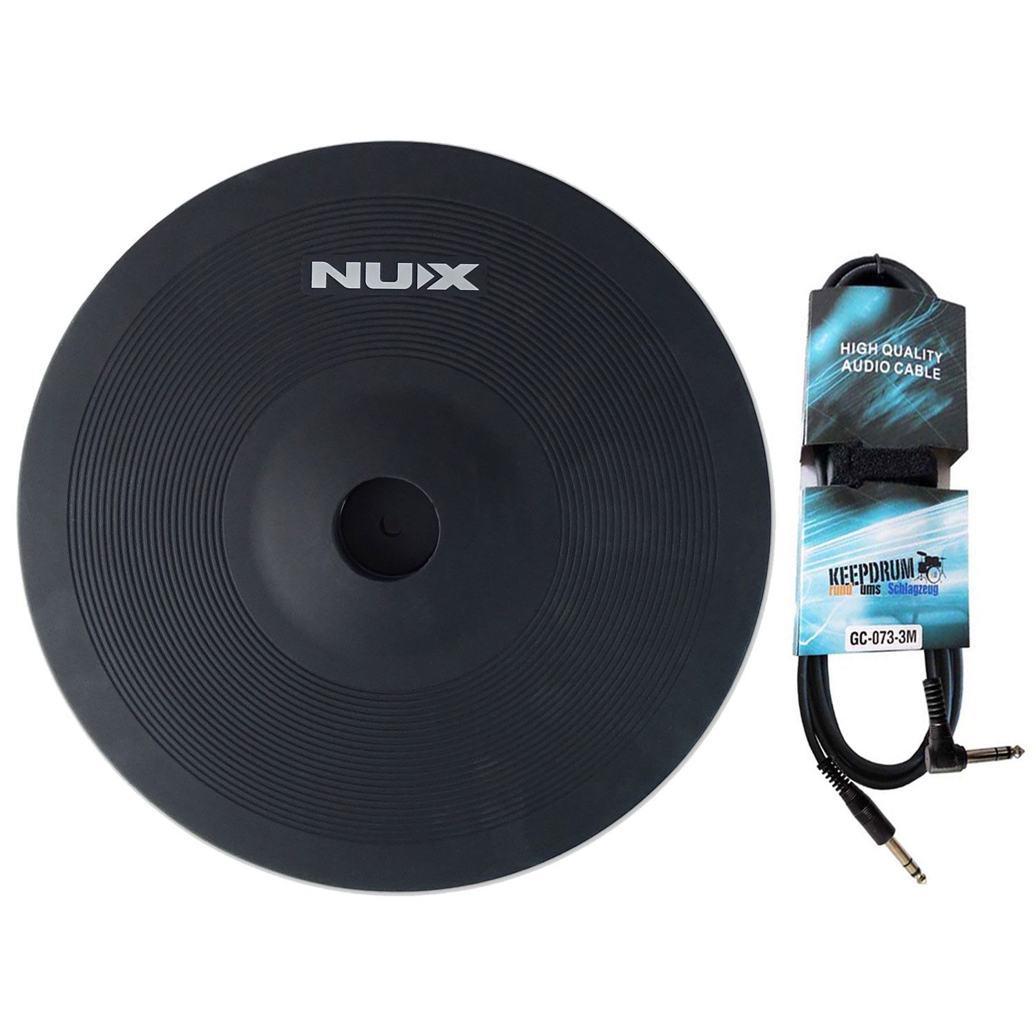 Nux E-Drum Nux Becken-Pad DM8-Cymbal E-Drum Becken 12 Zoll mit Kabel,Becken-Pad, Vorteils-Set mit Kabel