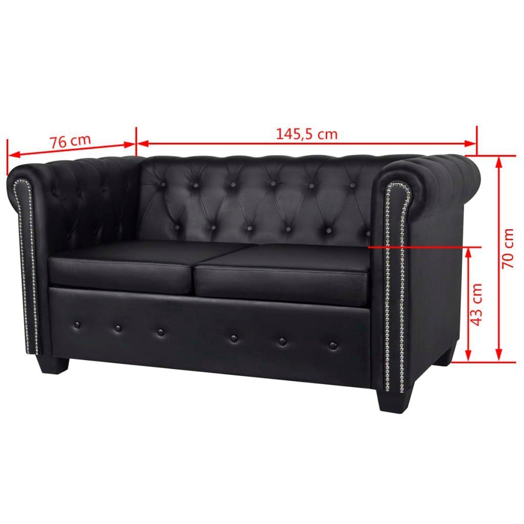 DOTMALL strapazierfähig und Chesterfield-Sofa und Schwarz 2-Sitzer pflegeleicht 3-Sitzer, einem aus