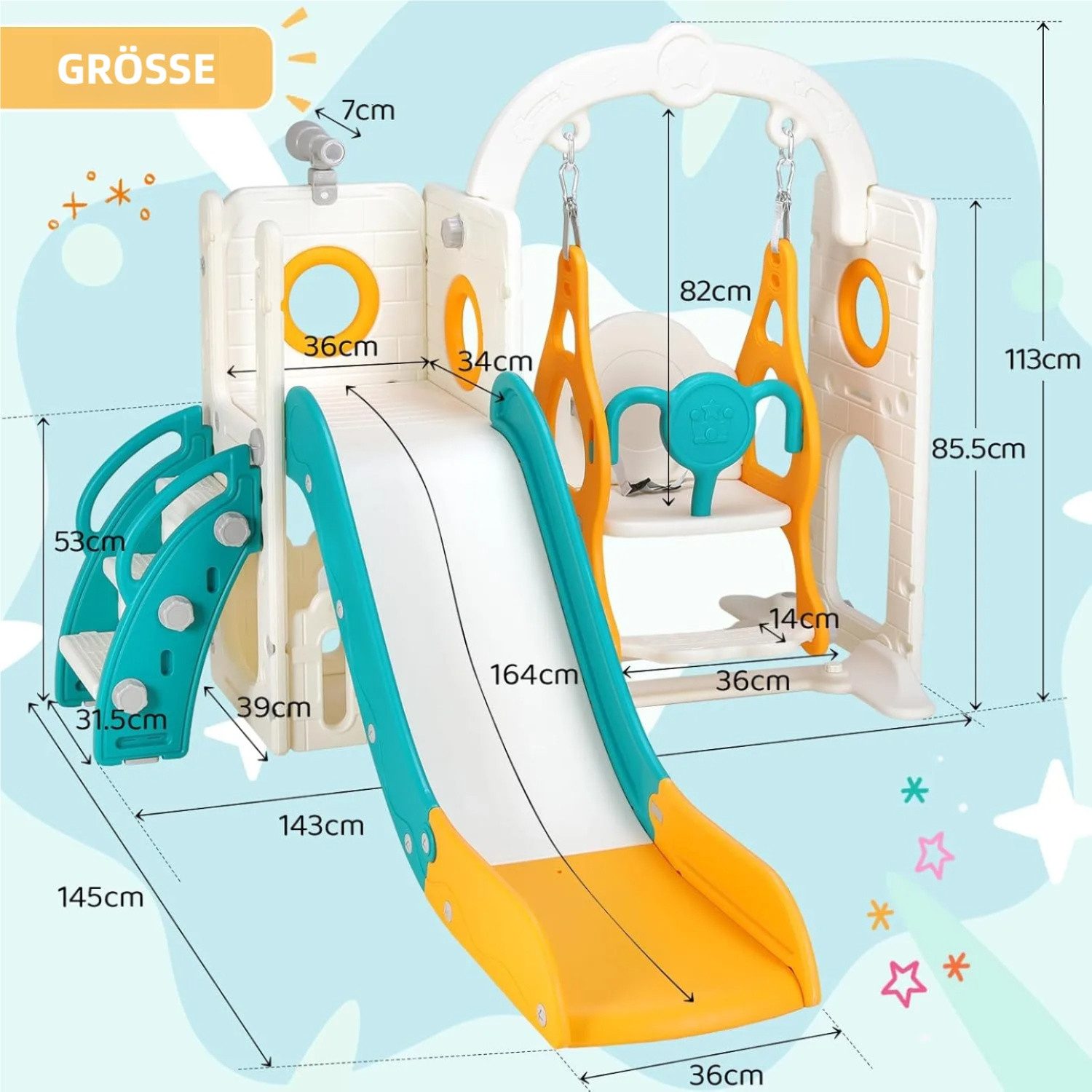 TLGREEN Rutsche 5-in-1 Kinderrutsche, Gartenrutsche Breite günstig online kaufen