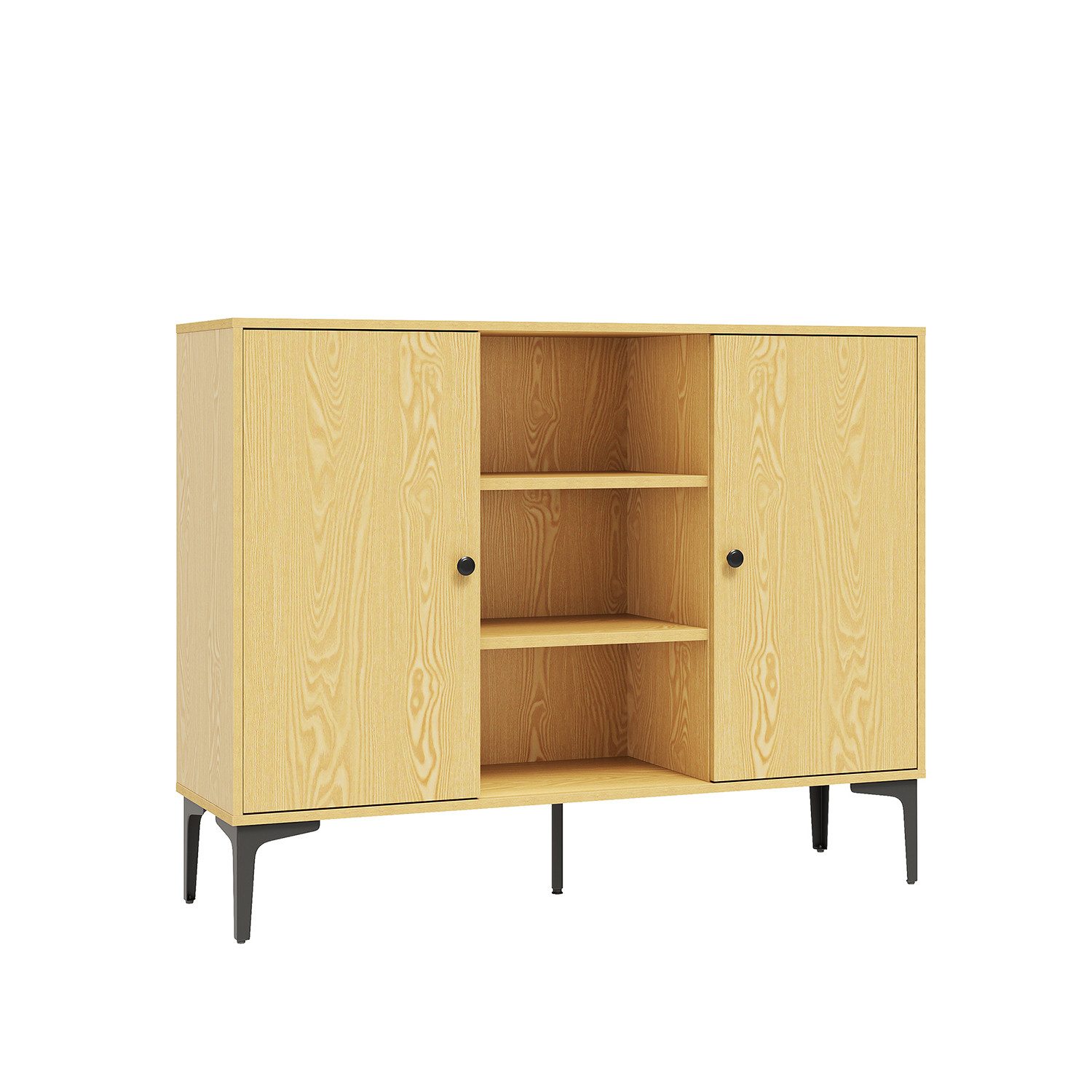 SONNI Sideboard Eichenfarbenes Sideboard mit Flügeltüren