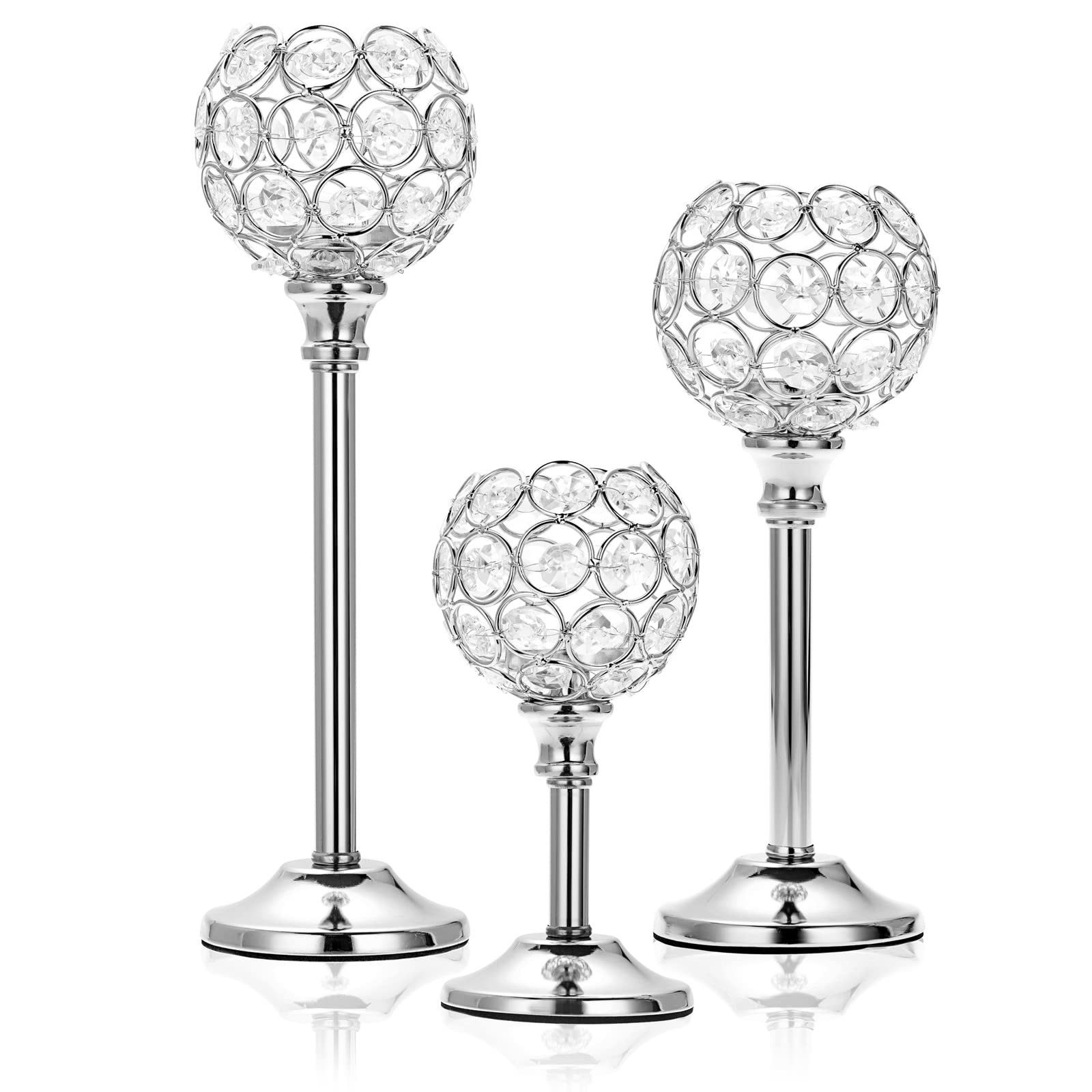 Kerzenständer 3er-Set Kerzenhalter, vintage, Teelichthalter aus Kristallmetall