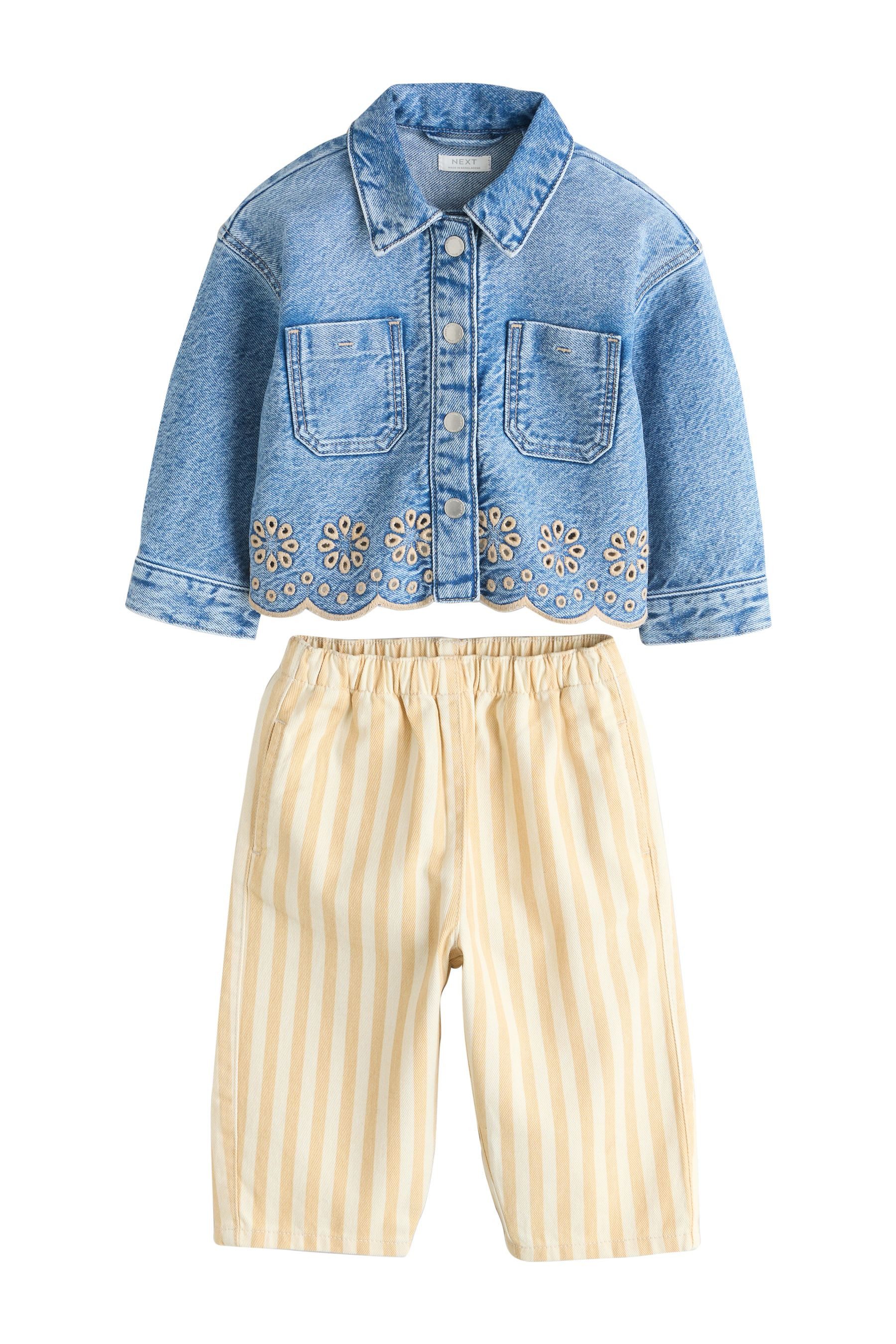 Next Jeansjacke Denimjacke und gestreifte Hose im Set (2-St)