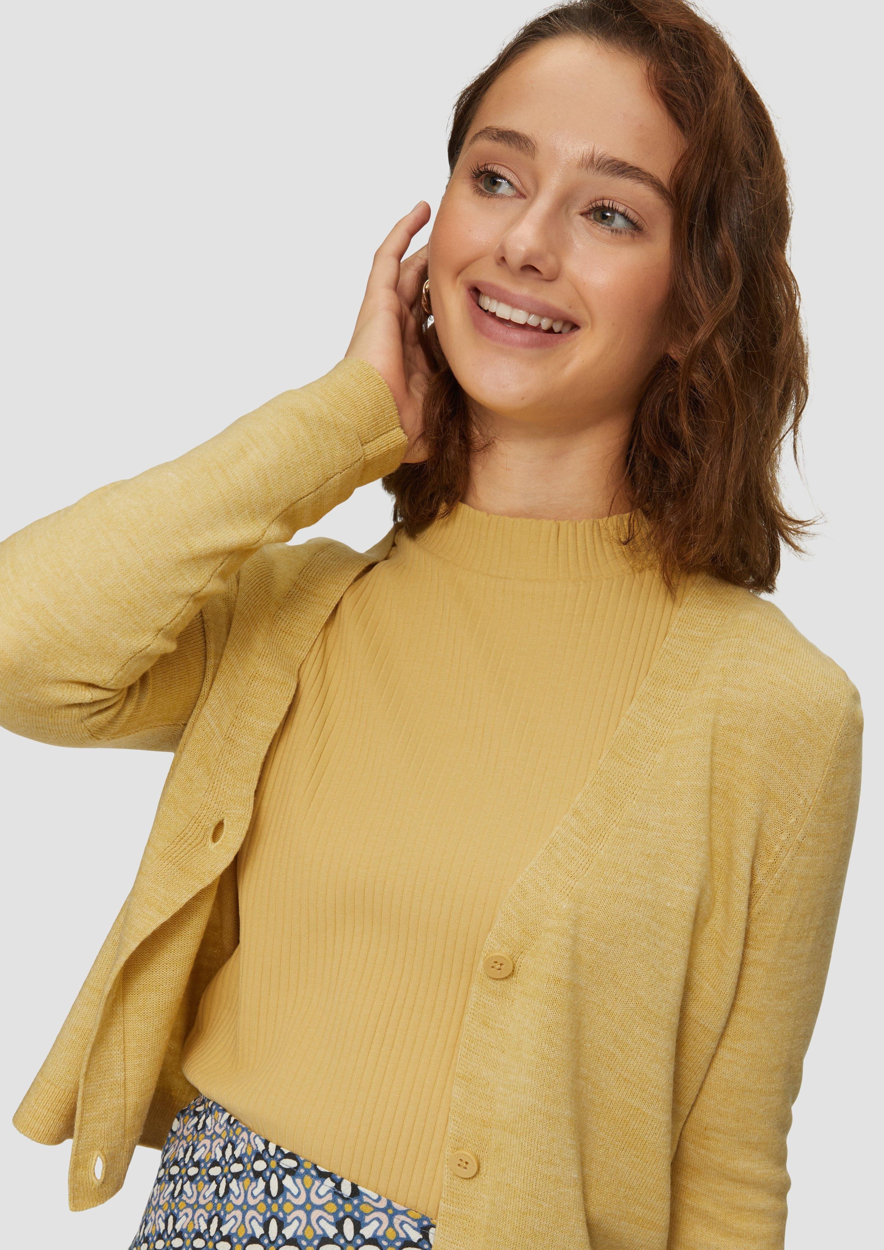 QS Funktionsjacke Verkürzte Strickjacke in melierter günstig online kaufen