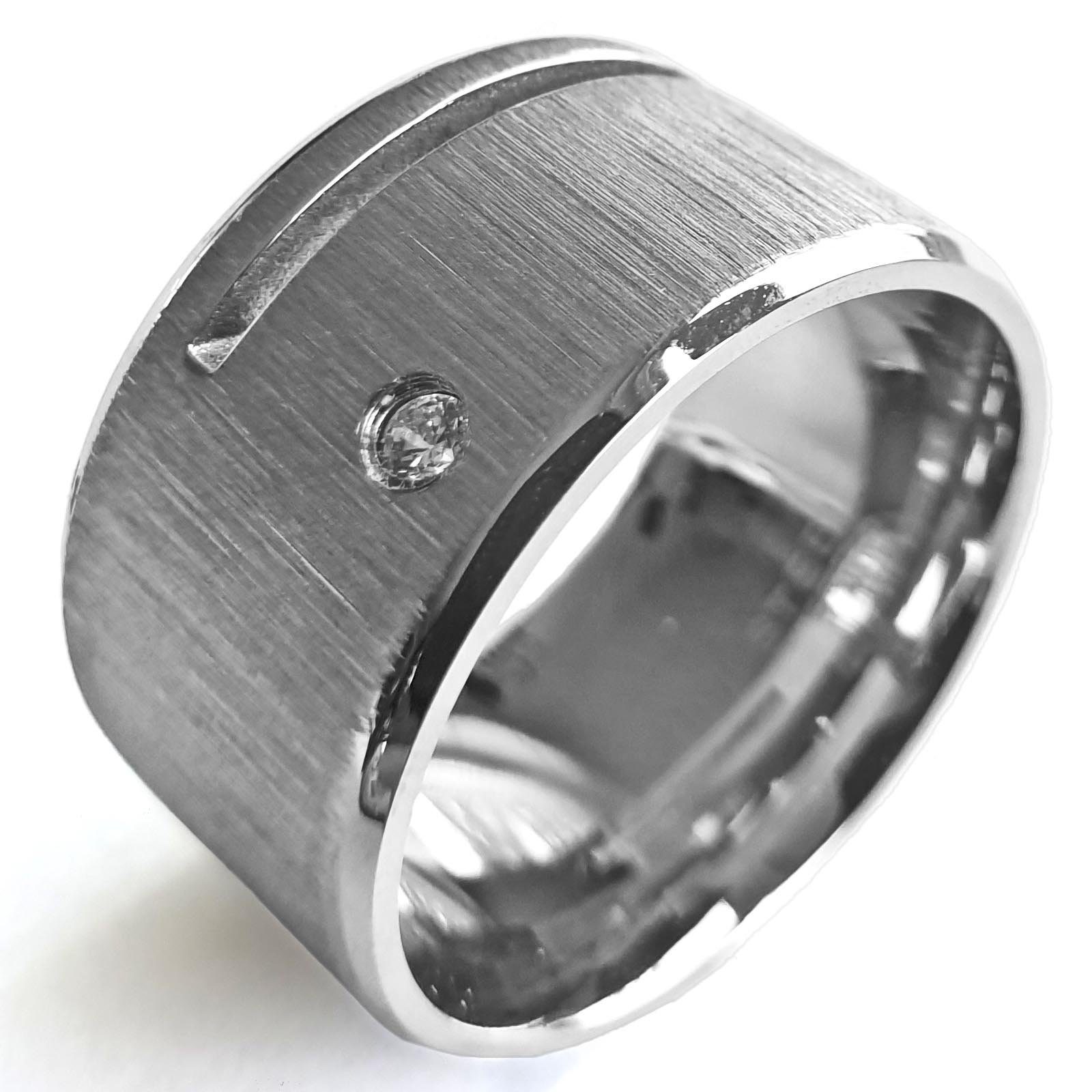 viva-adorno Fingerring Herren Edelstahl Ring Breit XL Zirkonia Oberfläche m günstig online kaufen