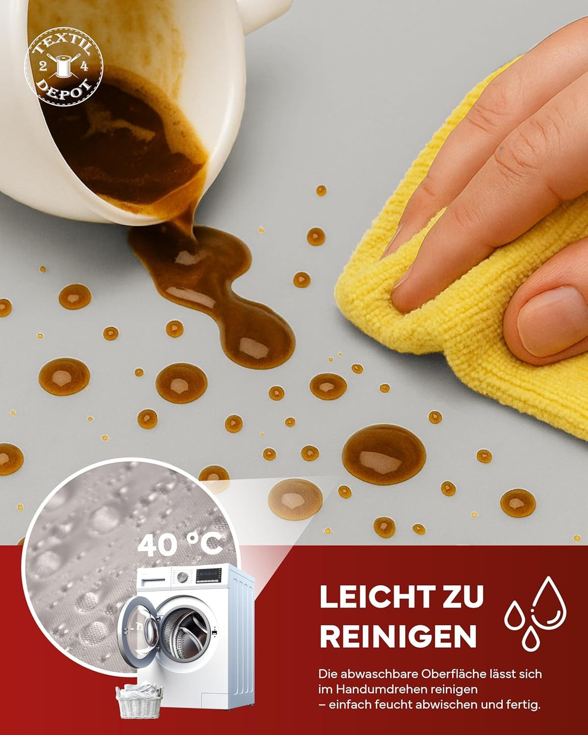 texpot Tischdecke Lotuseffekt Leinenoptik Bügelfrei Fleckschutz wasserabweißend (1-tlg) – Bild 5 von 5