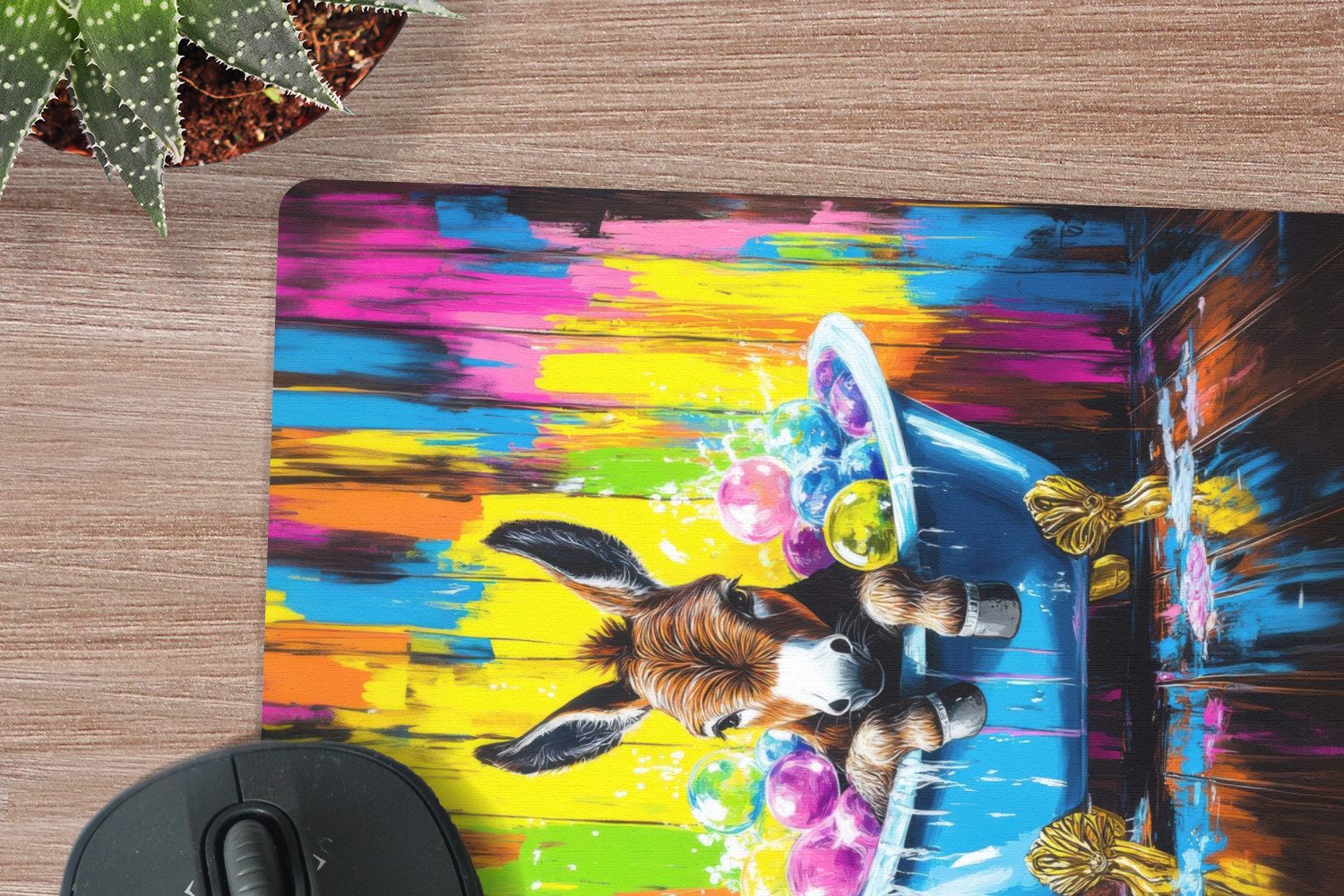 MuchoWow Mauspad Esel - Badewanne - Rosa - Schaumstoff (1-St), Büro für Tastatur und Maus, Mousepad Gaming, Desk Mat, 30x40 cm