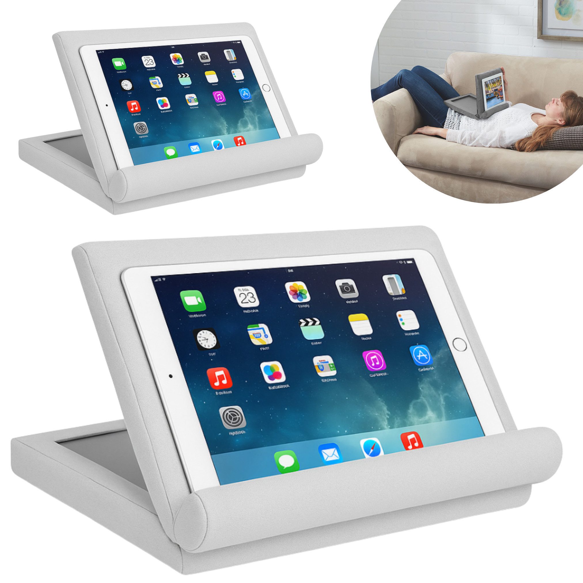 Venteo Buchkissen Pillow Pad, Spar Set, 2-tlg., 1er oder 2er Pack, Lesekissen & Tablet Kissen, klappbar, mehreren Winkeln
