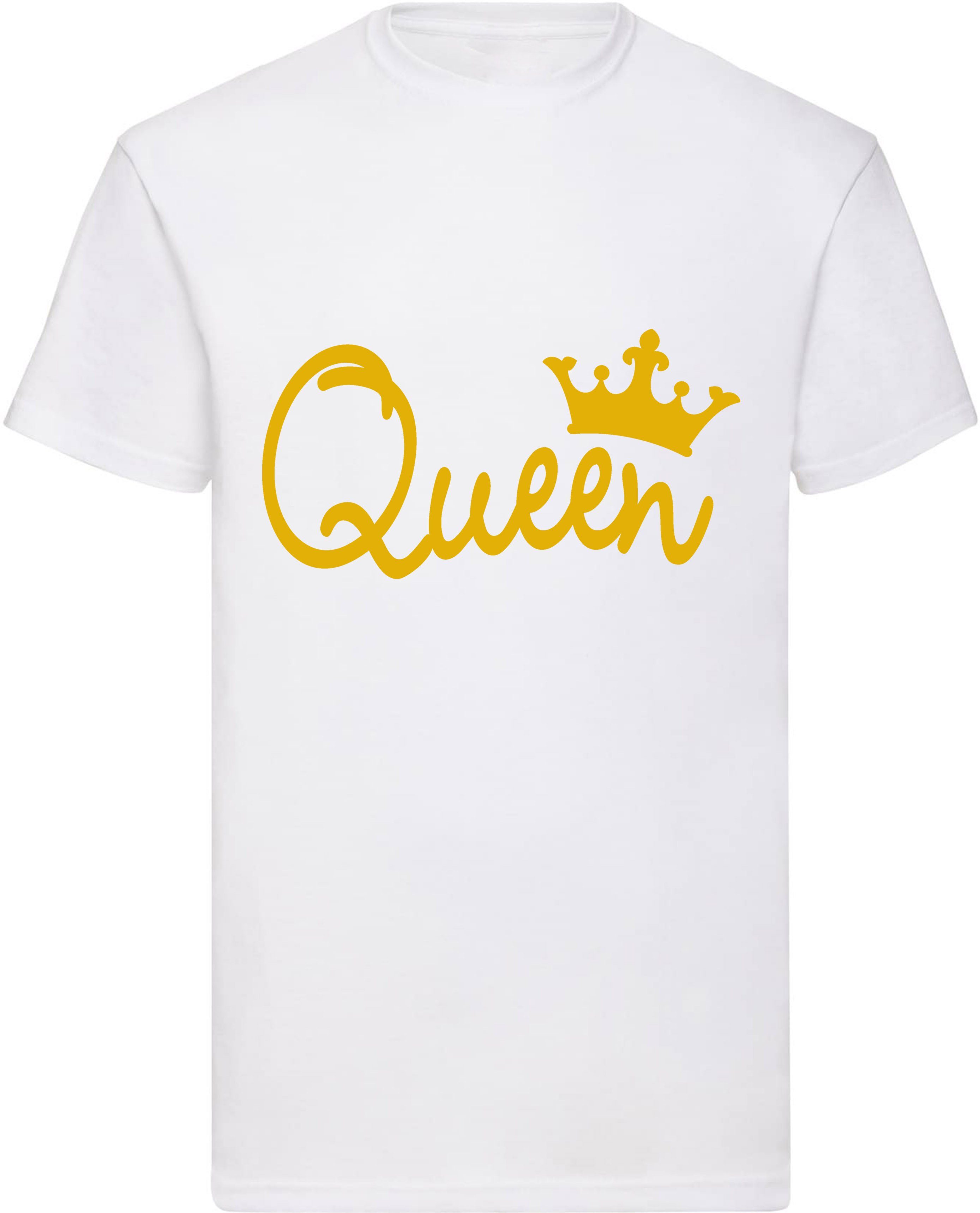 Banco T-Shirt King und Queen aus hochwertigen DTF Druck Unisex 100% Baumwolle Weiß Damen