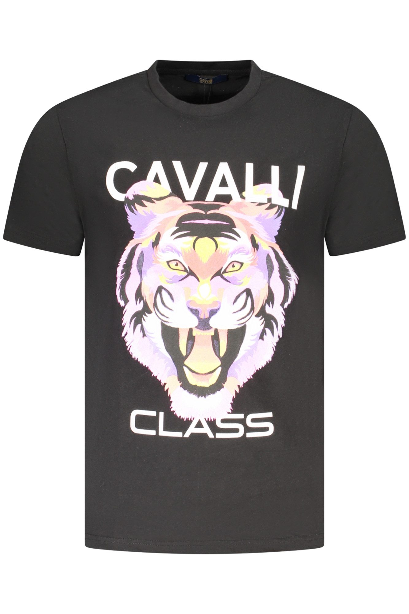 Cavalli Class T-Shirt Stylisches schwarzes Herren-T-Shirt mit Rundhals