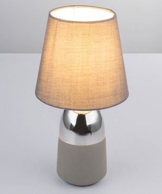 etc-shop LED Tischleuchte, Leuchtmittel inklusive, Warmweiß, Chrom Tisch Lampe Wohn Zimmer Beleuchtung Textil Touch Lese-