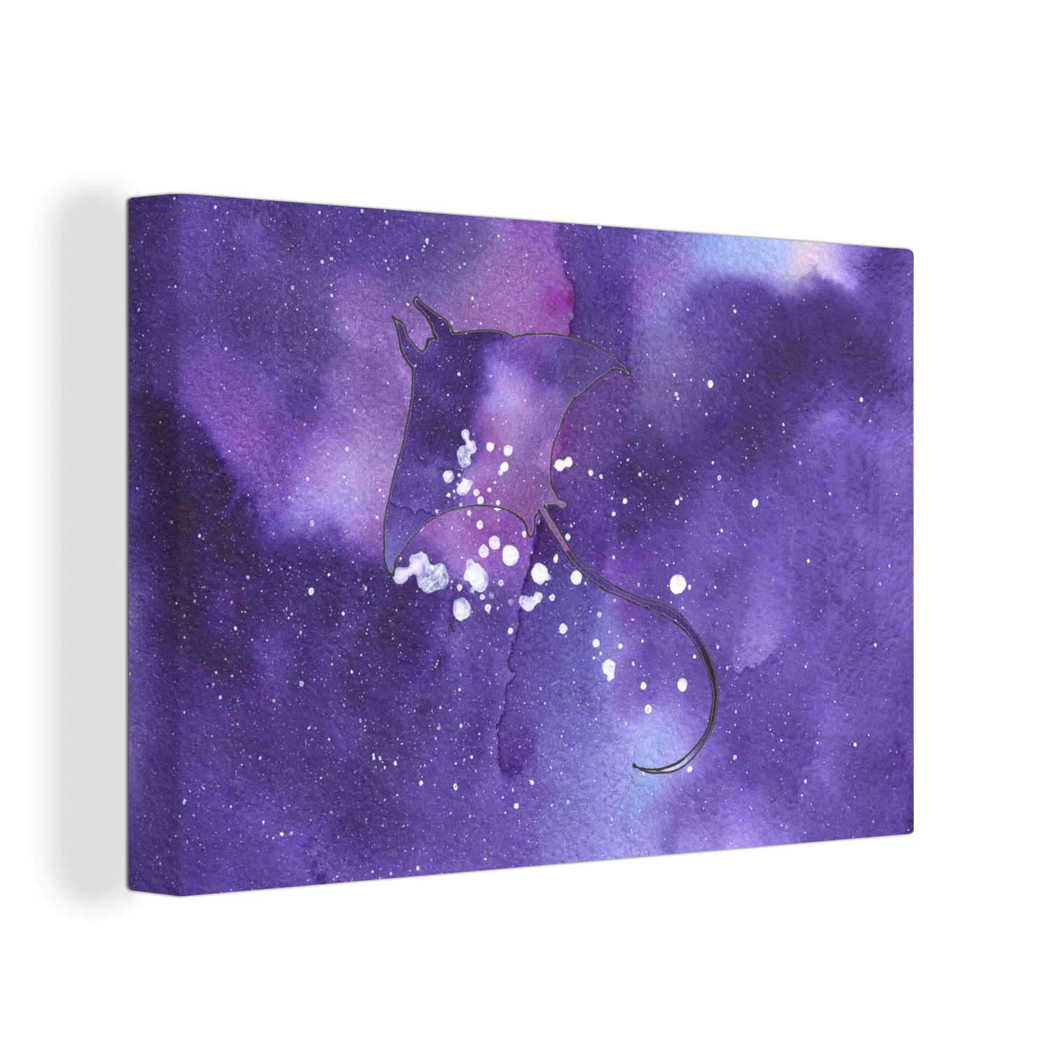 OneMillionCanvasses® Leinwandbild Manta - Weltraum - Lila, (1 St), Wandbild Leinwandbilder, Aufhängefertig, Wanddeko, 30x20 cm