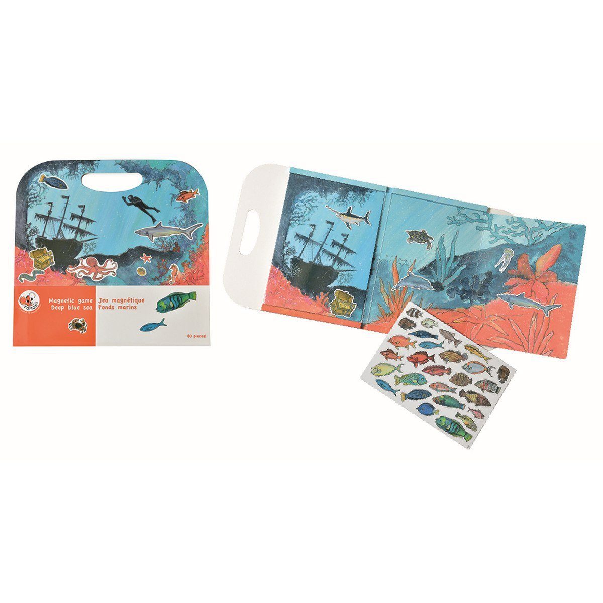 Egmont Toys Magnetspiel Meer 80 Teile im Koffer ähnlich wie Sticker Magnetspielbausteine