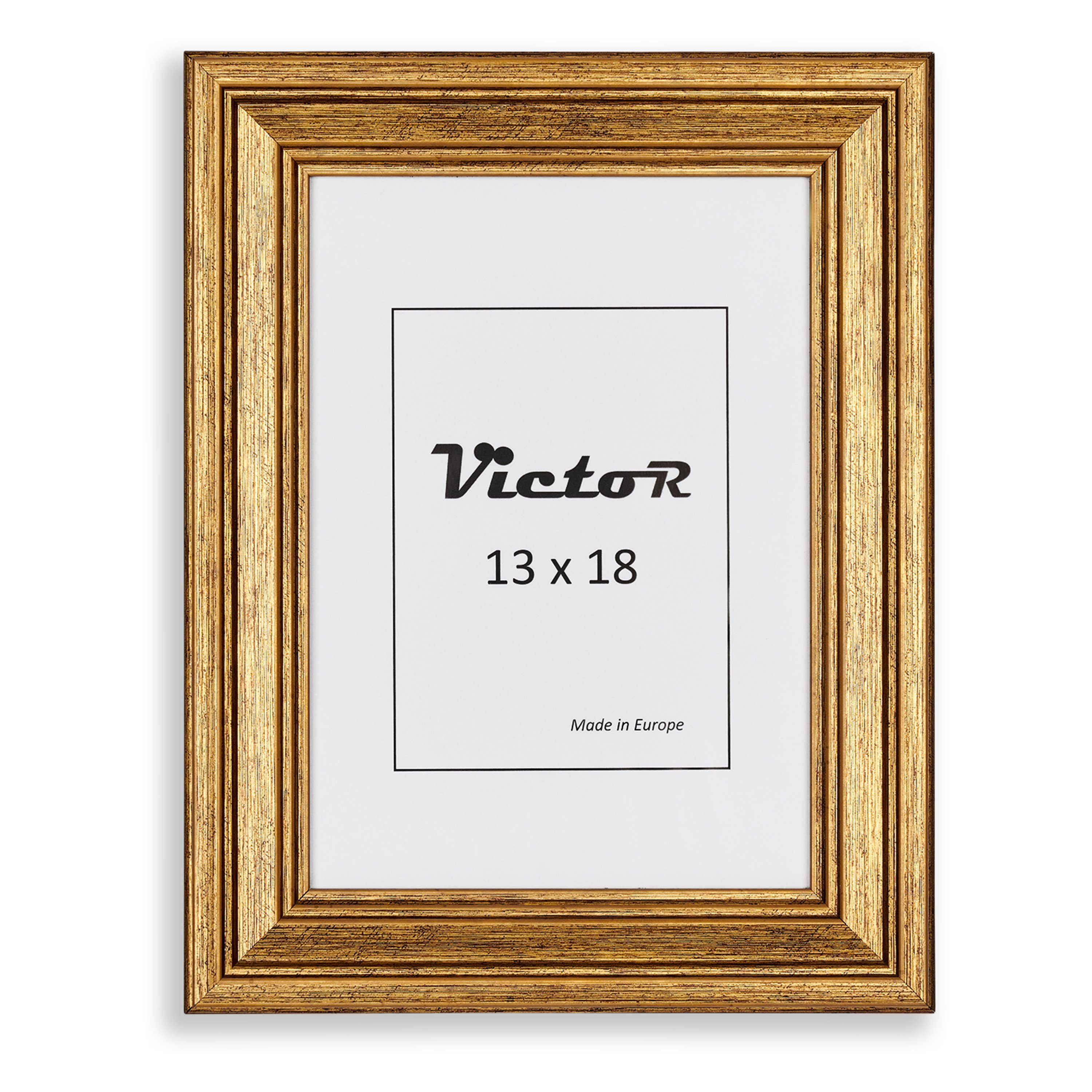 Rahmen 19x31mm, Bilderrahmen cm, 3er 13x18 Set gold, Leiste: Kunststoff in Victor Goya, (Zenith)
