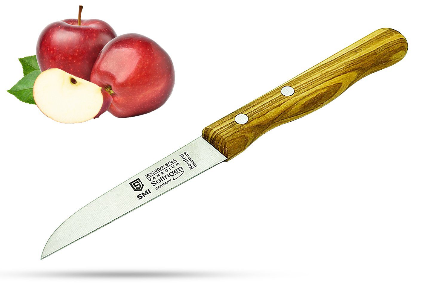 SMI Obstmesser 8 cm Olivenholz gerade Solingen Gemüsemesser Obstmesser Küchenmesser