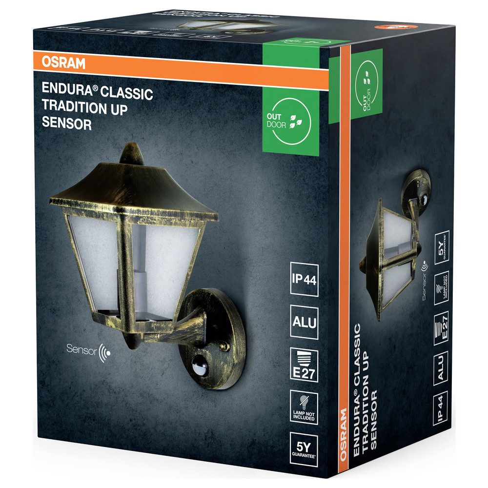 Osram Außen-Wandleuchte OSRAM HOMELIGHTING ENDURA Classic Tradition Up Sensor E27 Gold 4099854