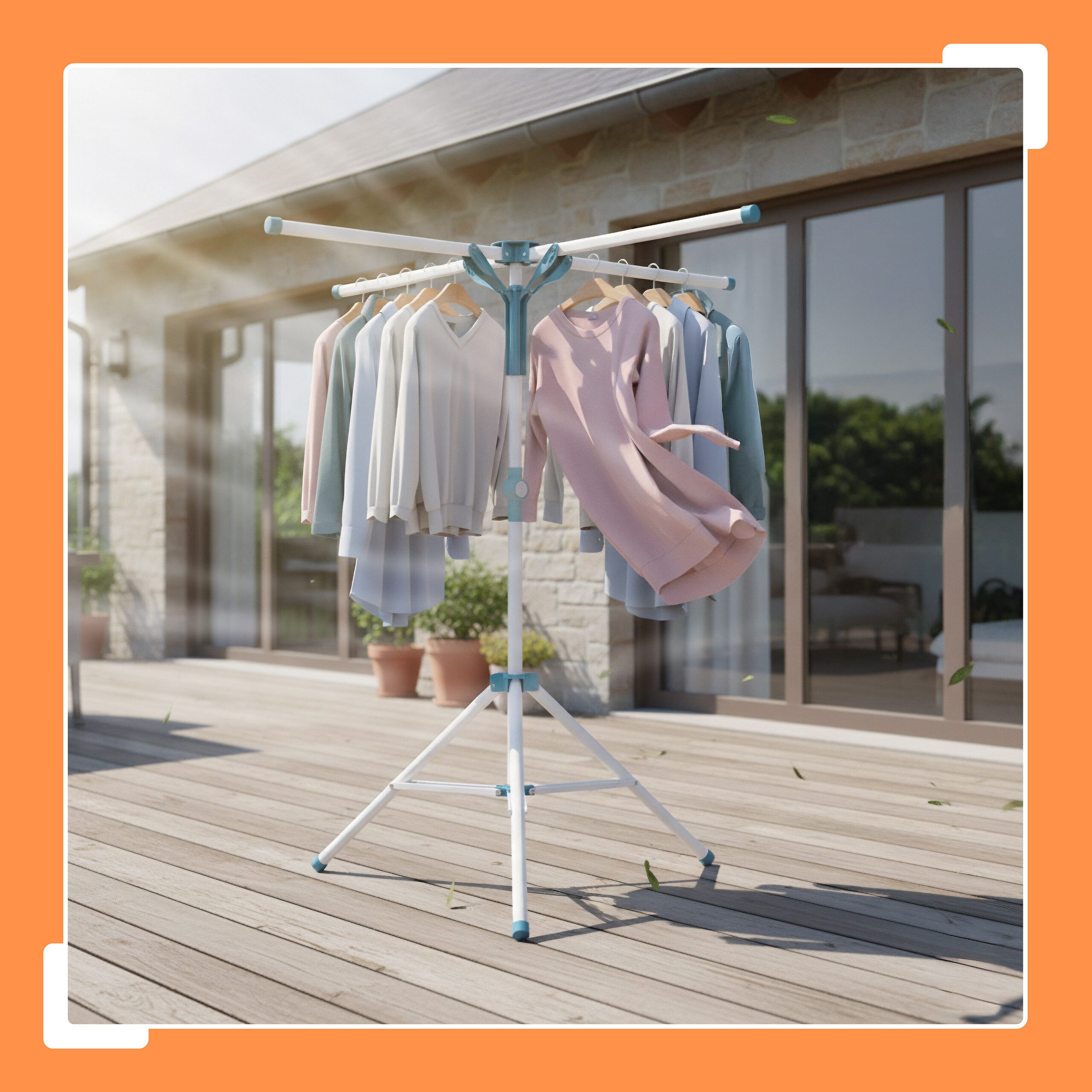 relaxdays Wäscheständer für Kleiderbügel, Weiß-Blau günstig online kaufen