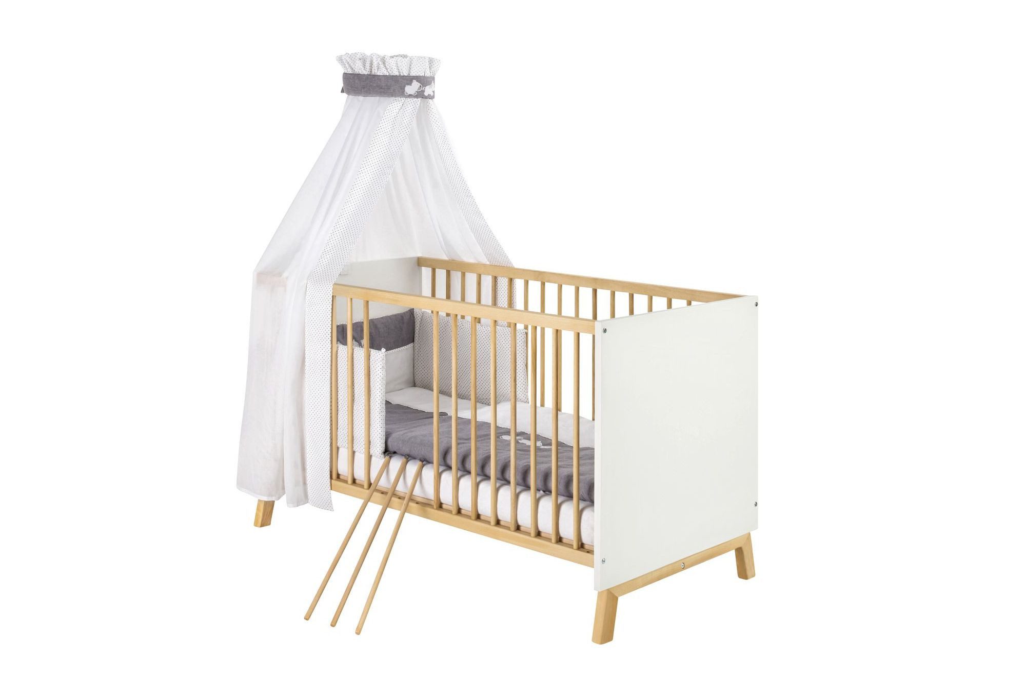 Schardt Babybett Venice Kombi-Kinderbett 70x140 cm, Made in Germany, umbaubar zum Juniorbett