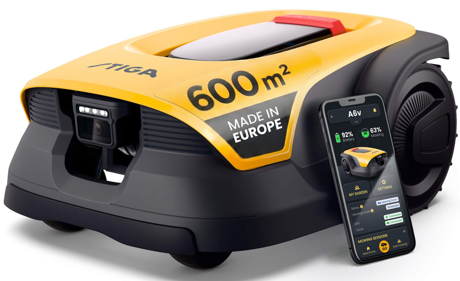 STIGA GARDEN Rasenmähroboter A 6v, bis 600 m² Rasenfläche, (Set), App-Steuerung, Mehrzonen-Management, RTK+KI-Kamera+VISTA-Technologie