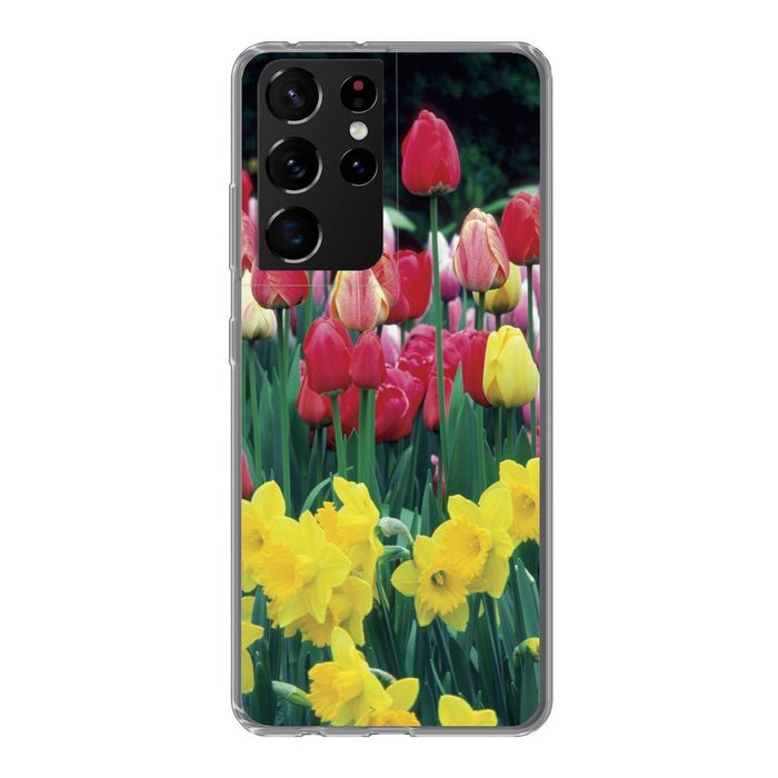 MuchoWow Handyhülle Frühling - Tulpen - Narzissen Phone Case Handyhülle Samsung Galaxy S21 Ultra Silikon Schutzhülle