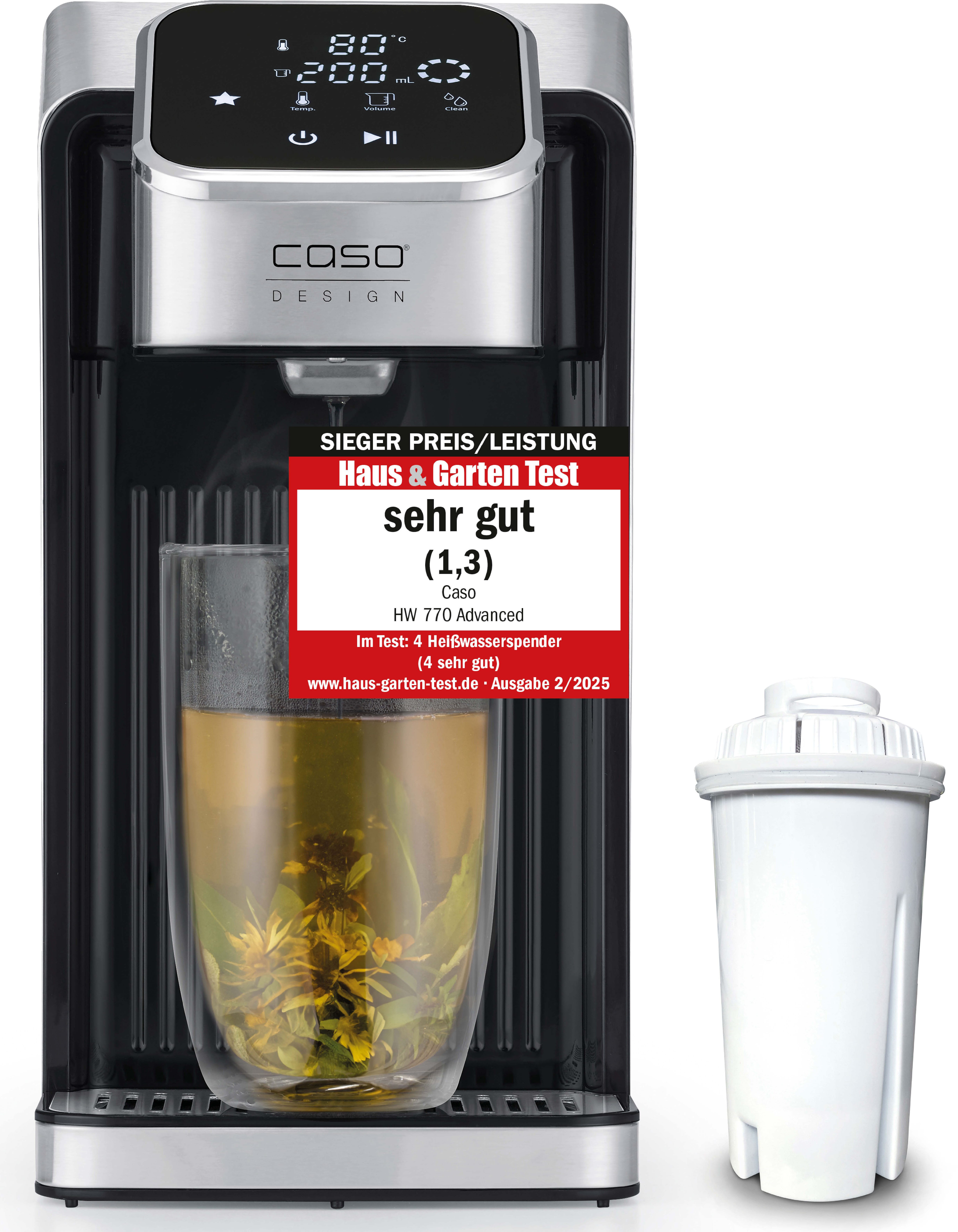 Caso Heißwasserspender 1889 HW 770 Advanced, 2,7 l, 2600 W, 13-stufiger Temperaturwahl von 40 - 100 °C in 5 °C-Schritten
