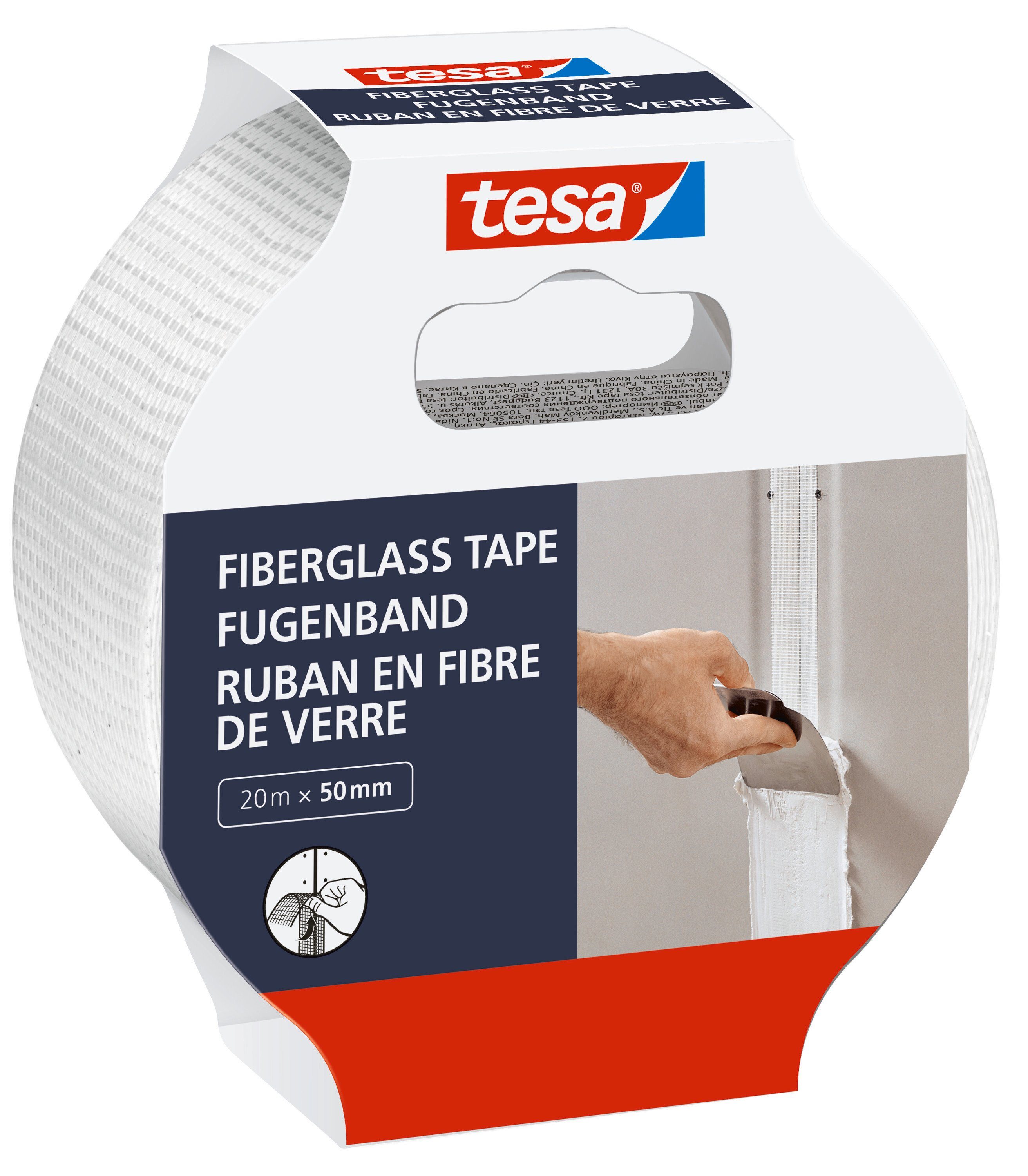 tesa Klebeband Fugenband Fugendichtband (Packung, 1-St) reißfestes Abdeckband - für raue Oberflächen geeignet - 20 m : 50 mm