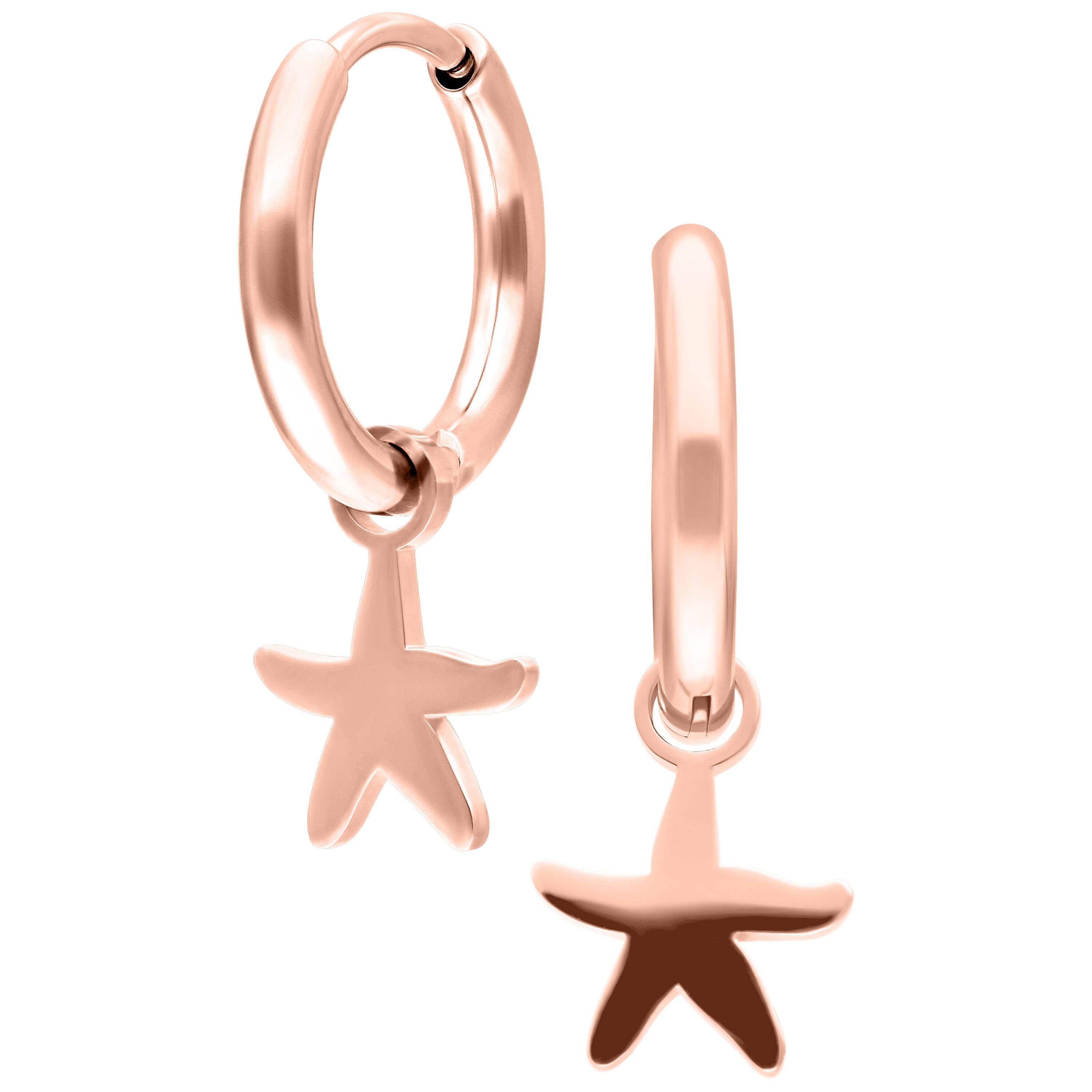 Paar Ohrhänger Mini Starfish Hoops Pair - Roségold