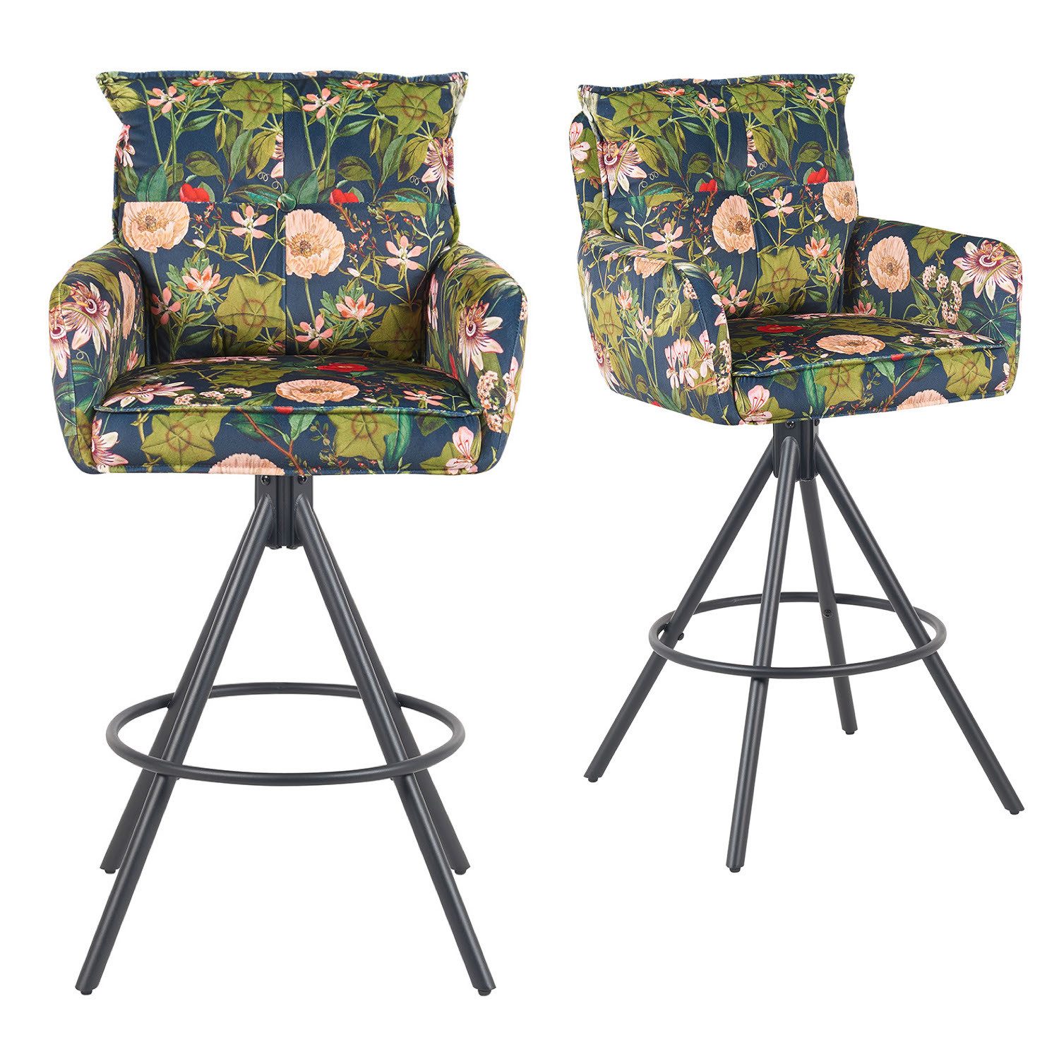 DUBI Möbel Barhocker Kira 2er-Set, Chrom, 360° drehbar, höhenverstellbar im 2er-Set