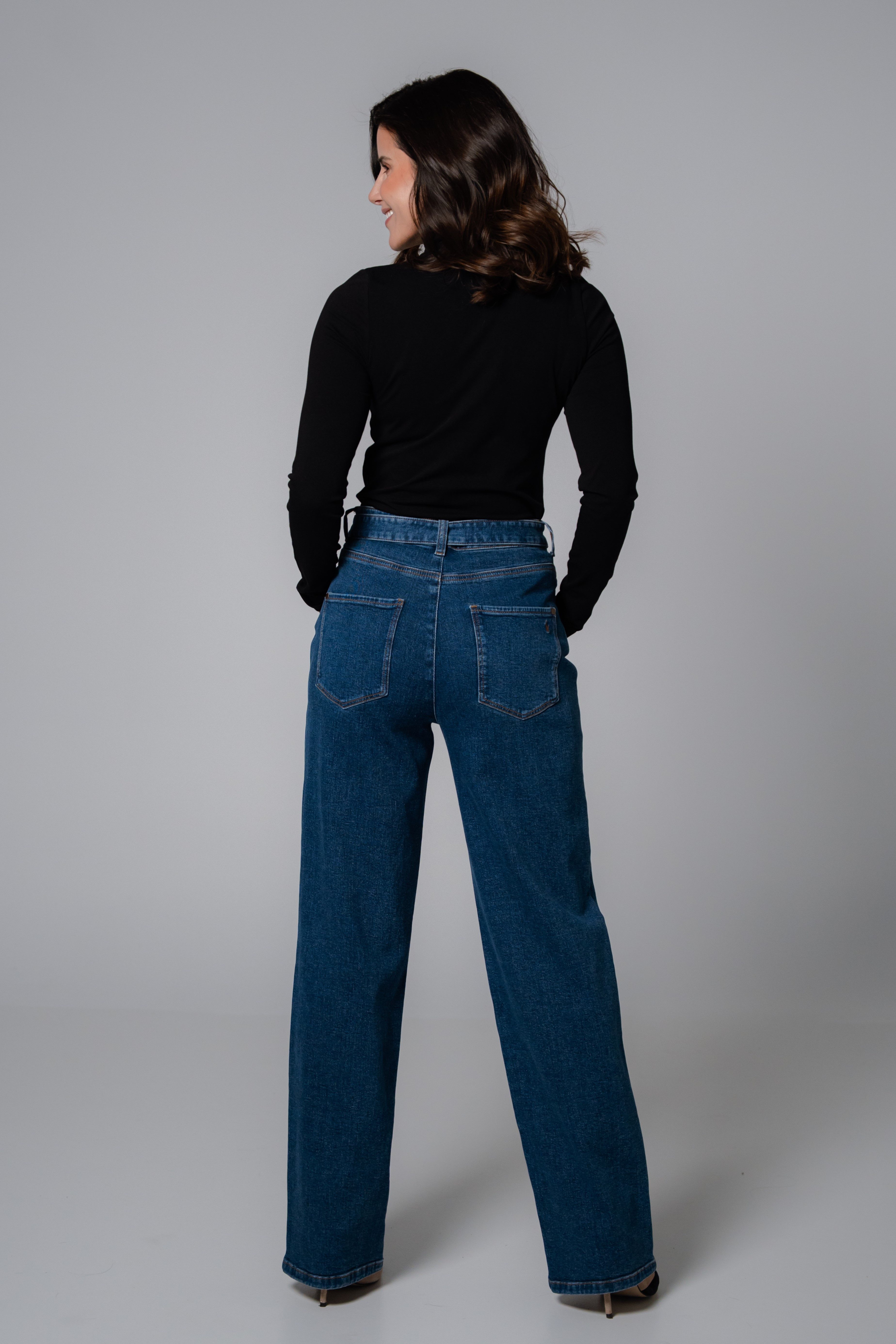 Feuervogl Weite Jeans fv-Flor:ence Wide Leg, High Waist, Medium Blue 5-Pocket-Style