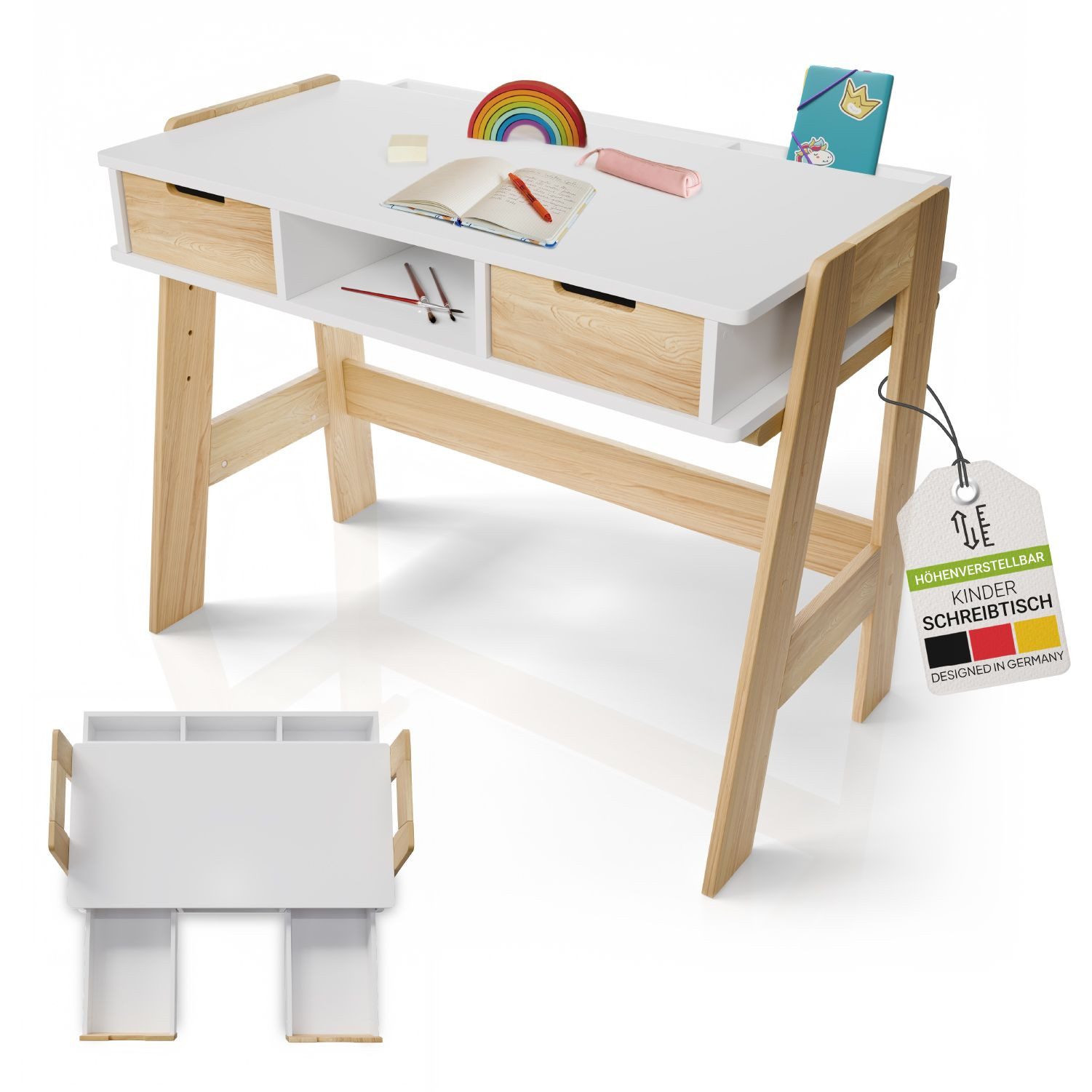 Juskys Kinderschreibtisch Fietje, Höhenverstellbarer Schreibtisch für Kinde günstig online kaufen
