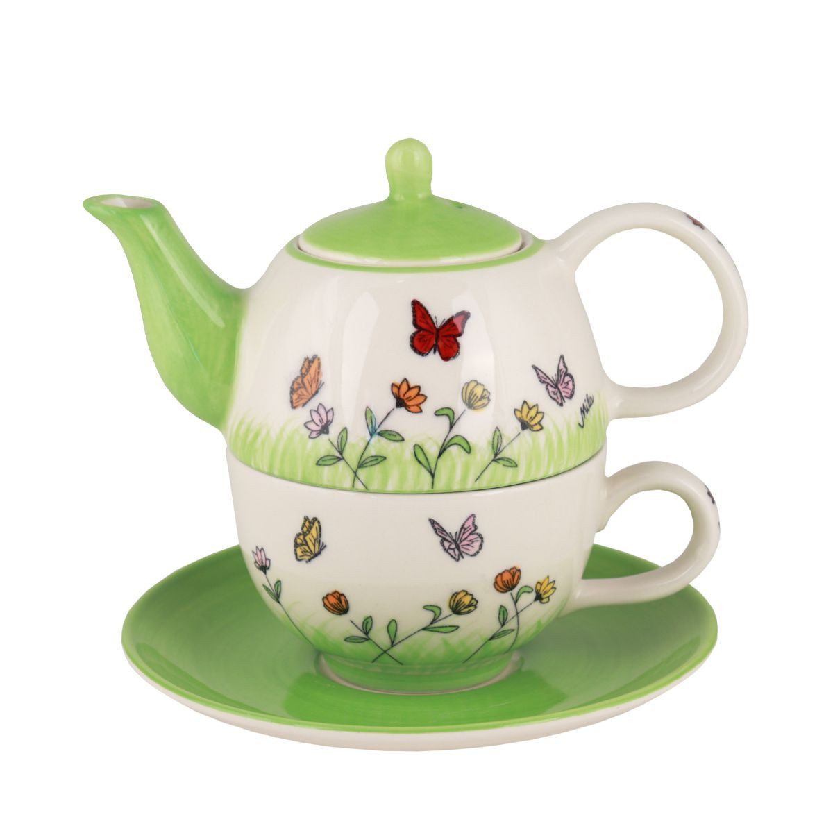Mila Teekanne Mila Keramik Tee-Set Tea for One Schmetterlinge, (Set)