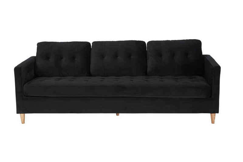 ebuy24 3-Sitzer Marino Sofa 3 Personen Velour schwarz.