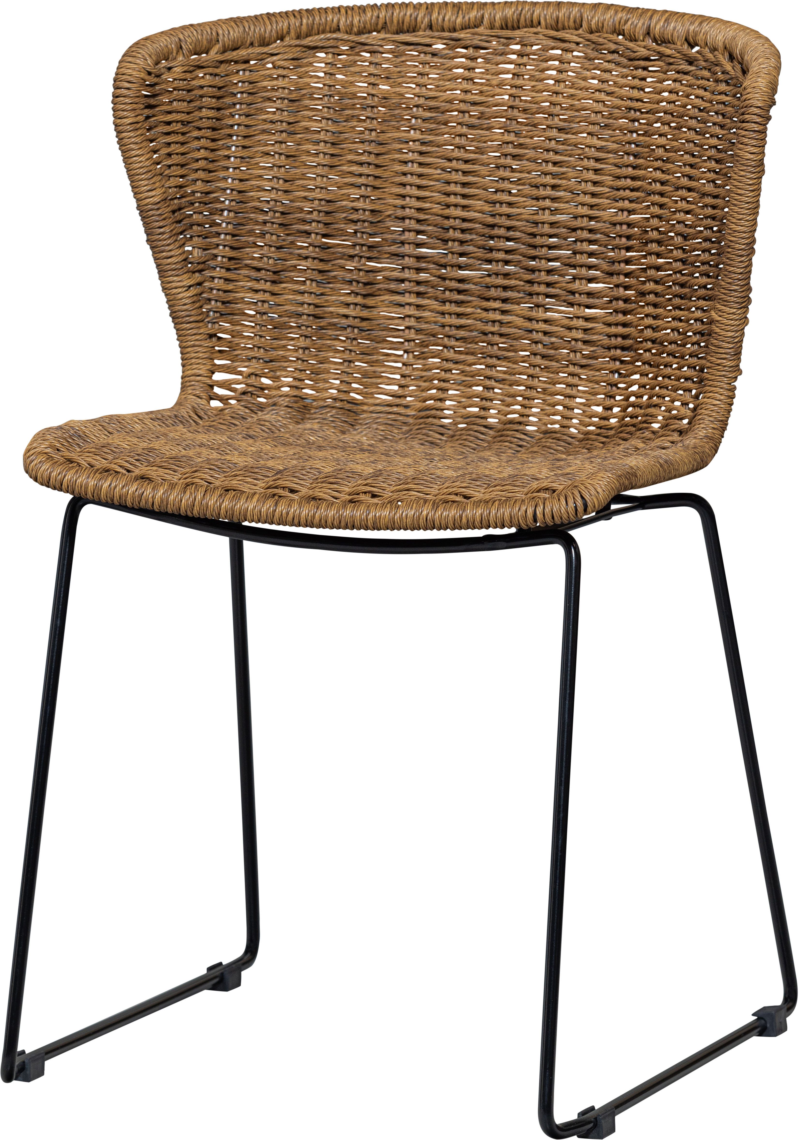 WOOOD Esszimmerstuhl Wings geflochtenes PE-Rattan auf Stahlgestell, H 78 x B 55 x T 54 cm, (Set of 2)Tragkraft 110 kg, Outdoor-Beschichtung, fertig montiert