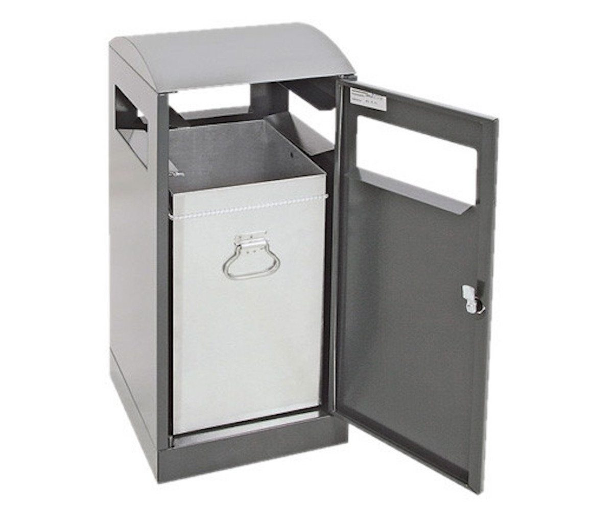 Mülleimer Abfallbehälter für Außenbereiche, Ascher, 40L HxBxT 81,5x35x35cm, Grau