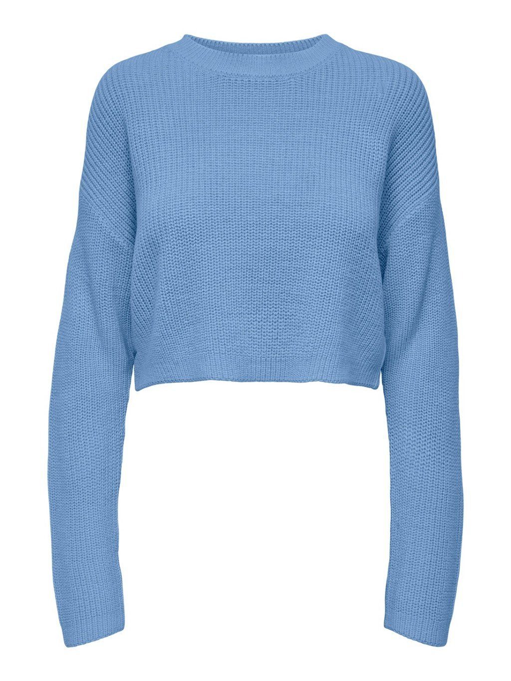Sweater ONLY Rippstrick Blau Kurzer Cropped Langarm in 4579 Strickpullover Pullover ONLMALAVI