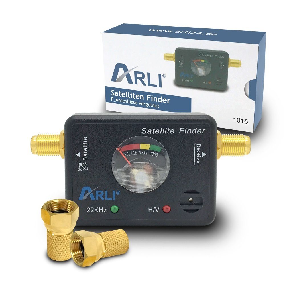 ARLI ARLI Satfinder mit vergoldeten Anschlüssen + 2 x F-Stecker vergoldet Sat-Spiegel (vergoldet F Buchse)