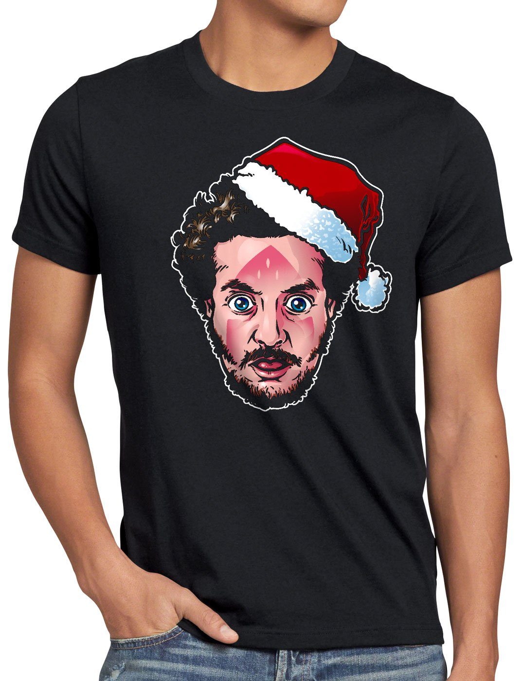 weihnachten T-Shirt Herren Bandit schwarz Marv Print-Shirt style3 allein kevin bügeleisen