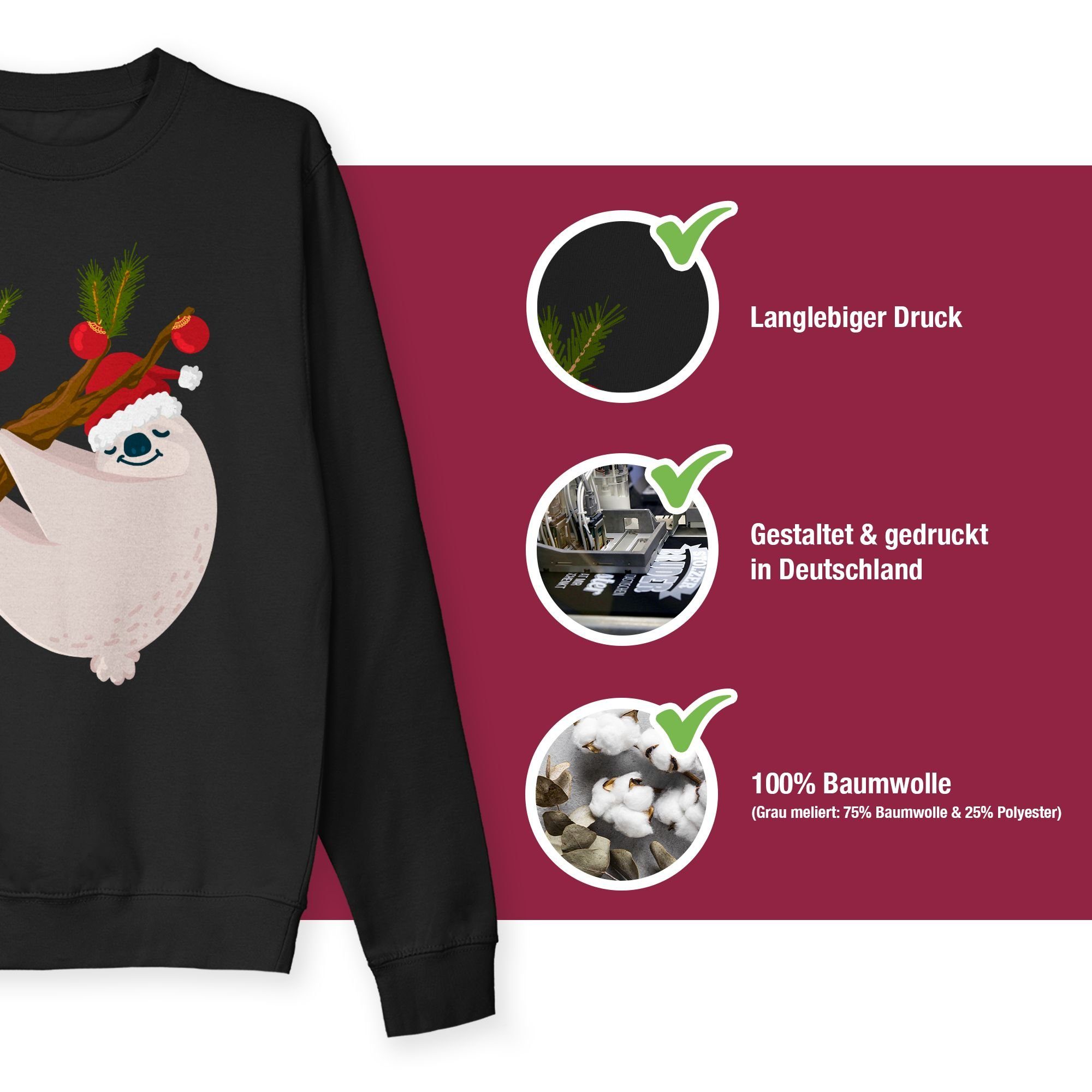 Shirtracer Sweatshirt Weihnachten Faultier Kleidung (1-tlg) Schwarz Weihachten 2