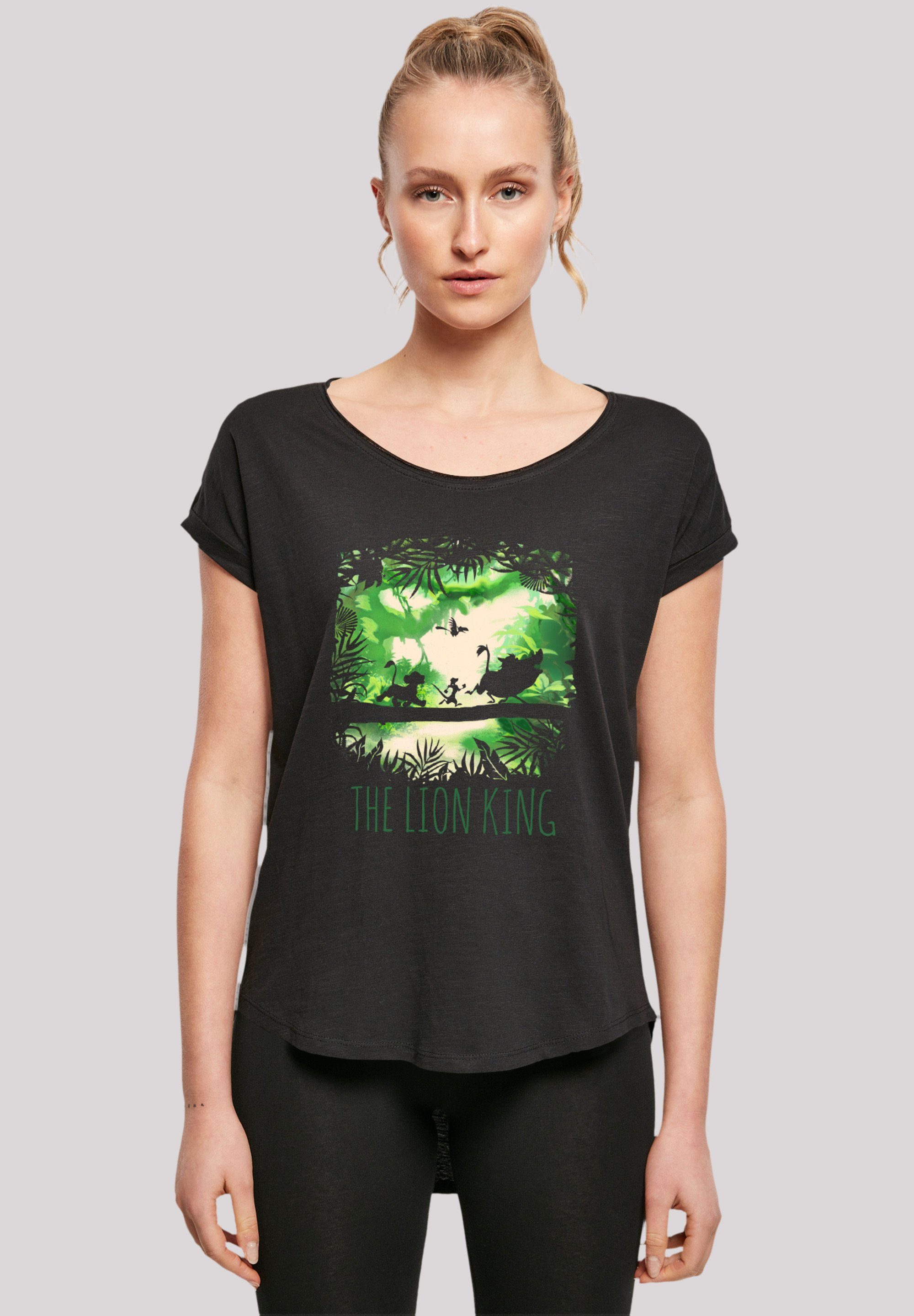 Löwen König Through Qualität, The T-Shirt Hinten Walking T-Shirt Disney F4NT4STIC geschnittenes Premium Damen extra lang der Jungle