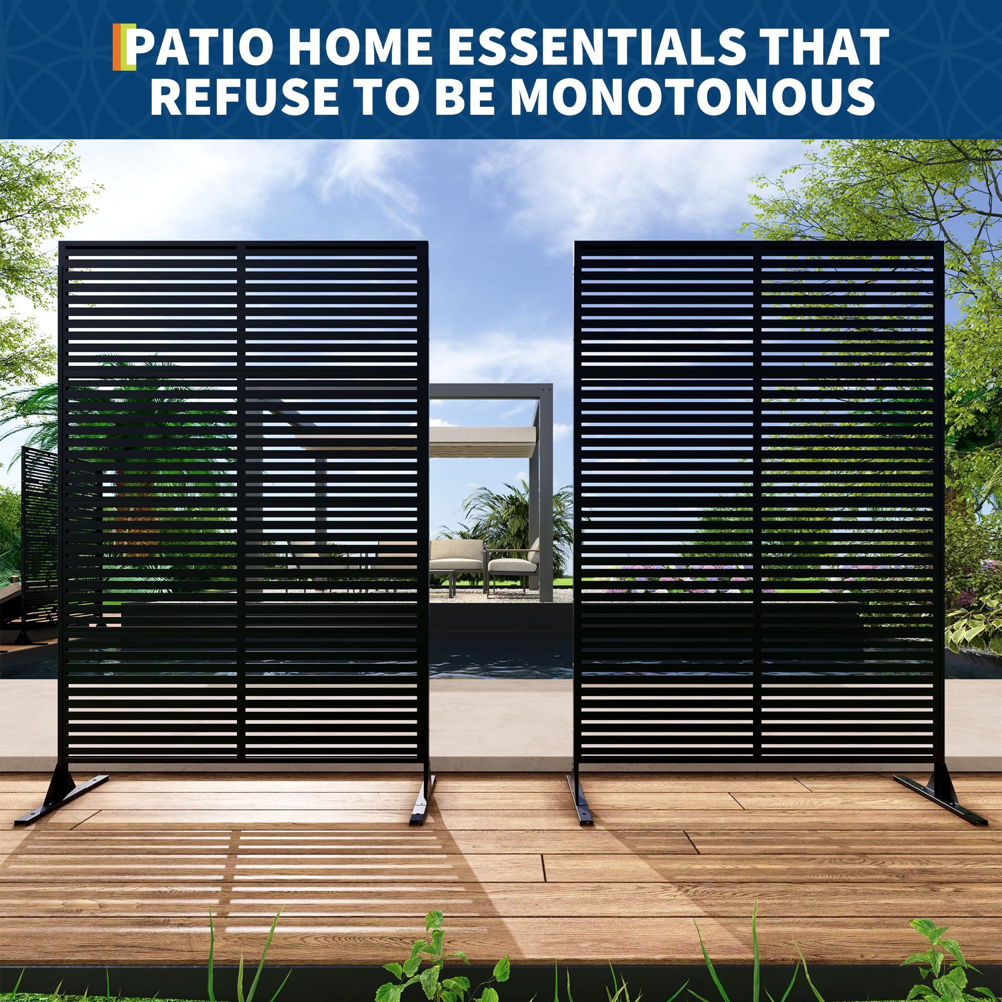 GarveeMore Paravent Metall Privatsphäre Bildschirm Outdoor Dekorative Privatsphäre Zaun – Bild 5 von 5