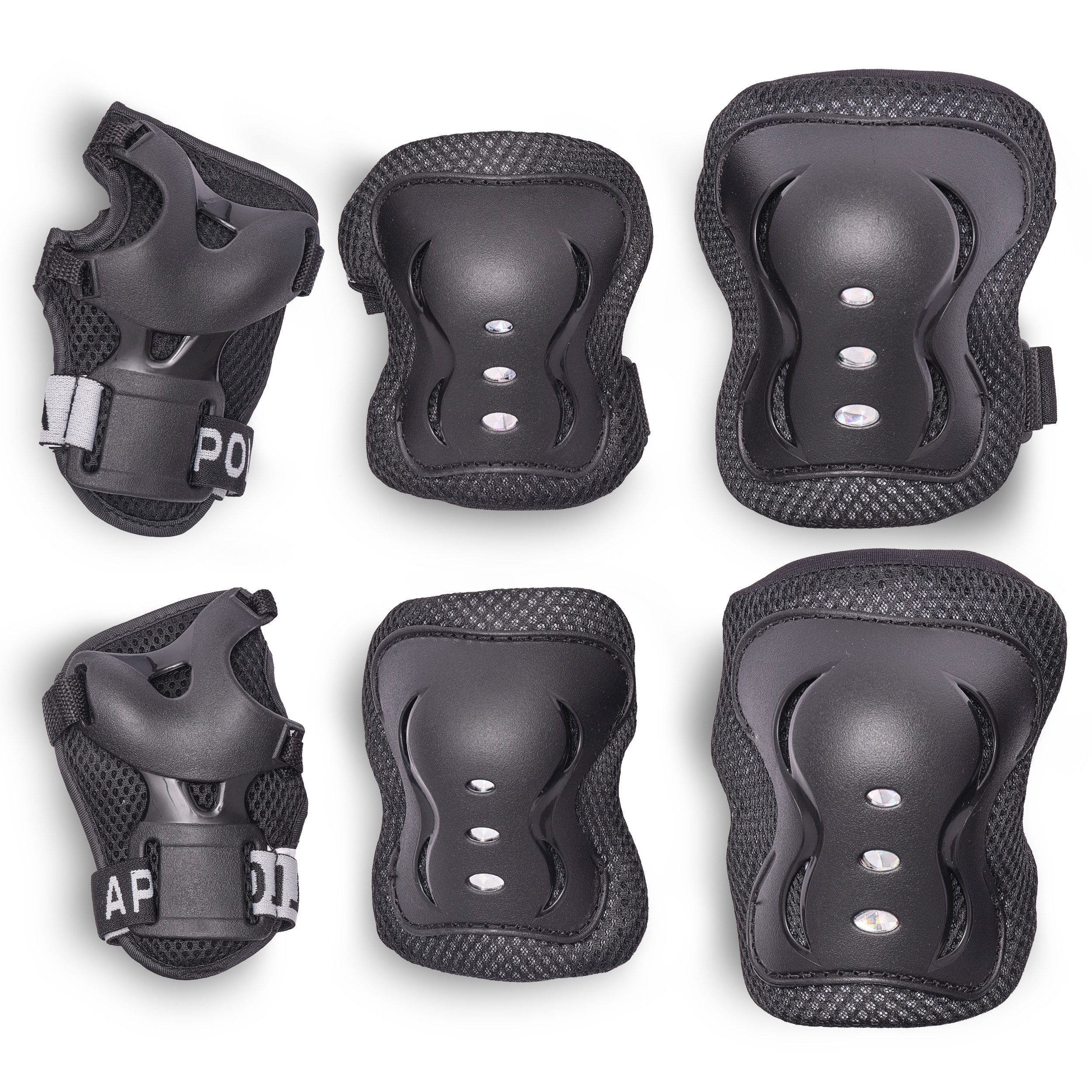 Apollo Protektoren-Set Schoner Set Kinder, Knie und Ellenbogenschützer Kinder, Protektoren (Ellenbogenschutz, Handgelenkschutz, Knieschutz), elastisch & verstellbar