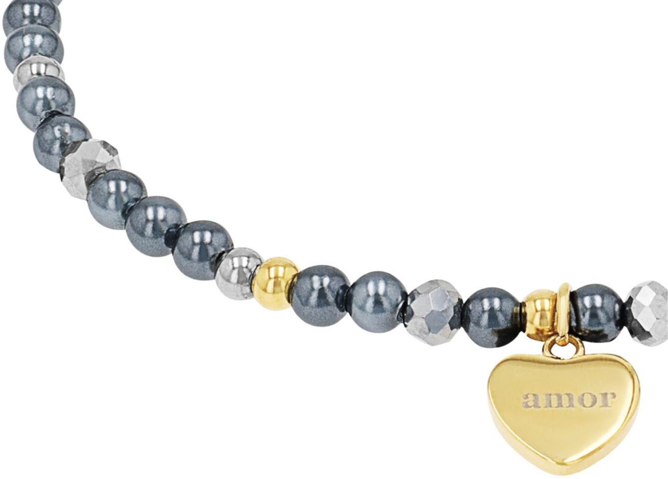 Amor Armband Herz, mit Hämatit - mit Muschelkernperle