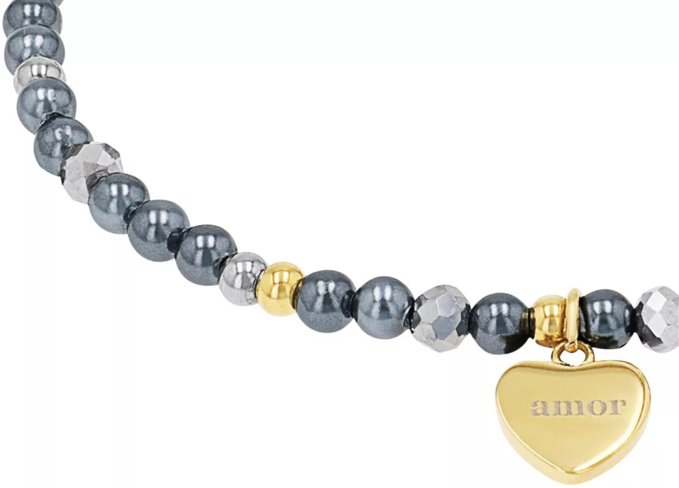 Amor Armband Herz, mit Hämatit - mit Muschelkernperle