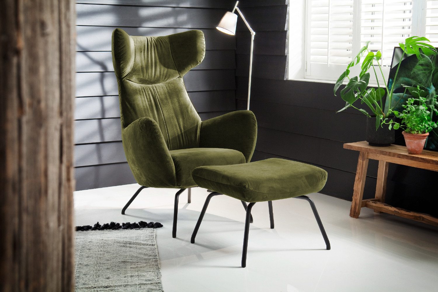 KAWOLA Relaxsessel LOTTE, Ohrensessel Velvet oder Cord, mit oder ohne Hocker verschiedene Farben