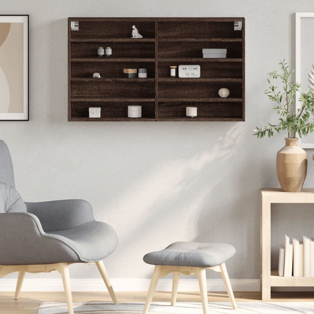 vidaXL Regal Vitrinenschrank Braun Eichen-Optik 100x15x58 günstig online kaufen