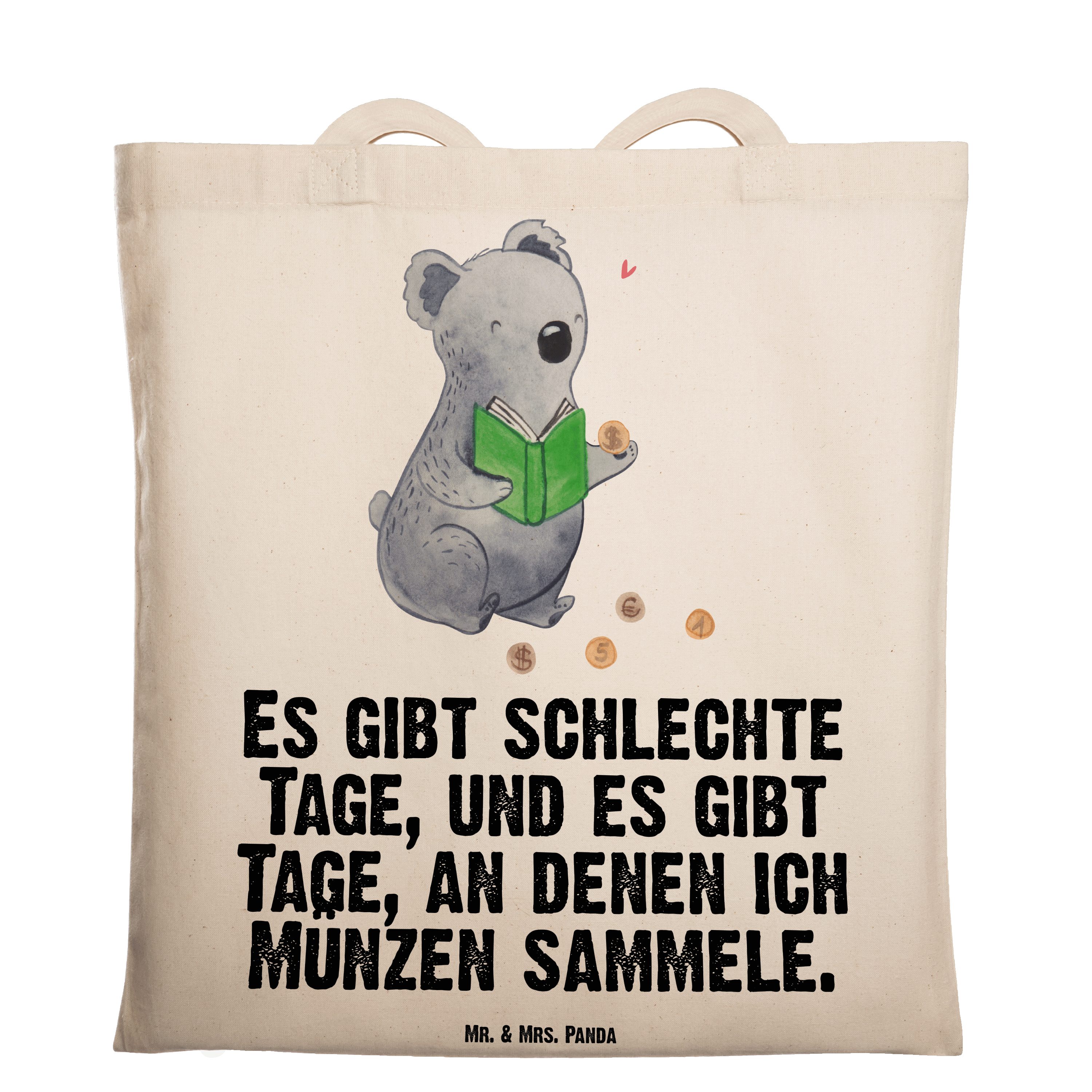 Mr. & Münzen Panda G Koala Tragetasche Geschenk, - Transparent Einkaufstasche, - (1-tlg) Mrs. sammeln Tage