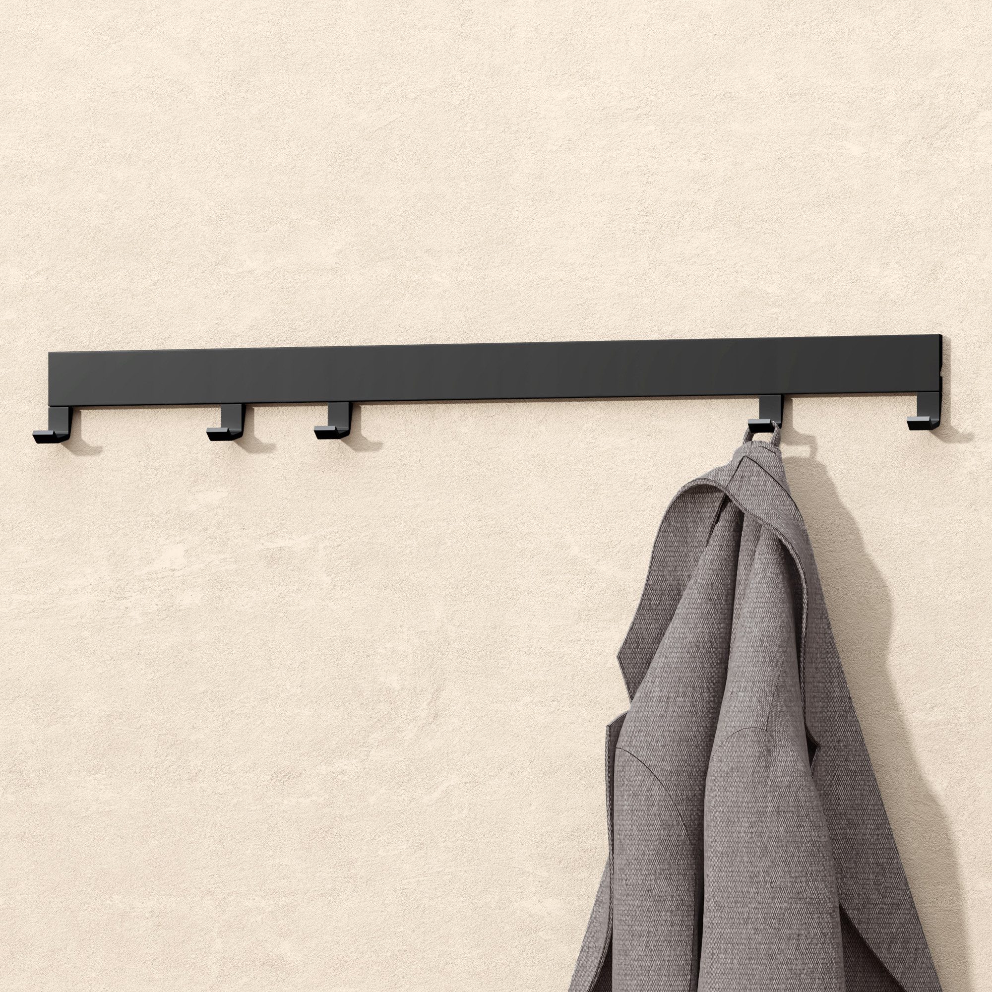 doporro Garderobenleiste Garderobenhaken mit verschiebbaren Kleiderhaken aus Aluminium Stalo10 (5 St), Pulverbeschichtet, aus hochwertige Alu