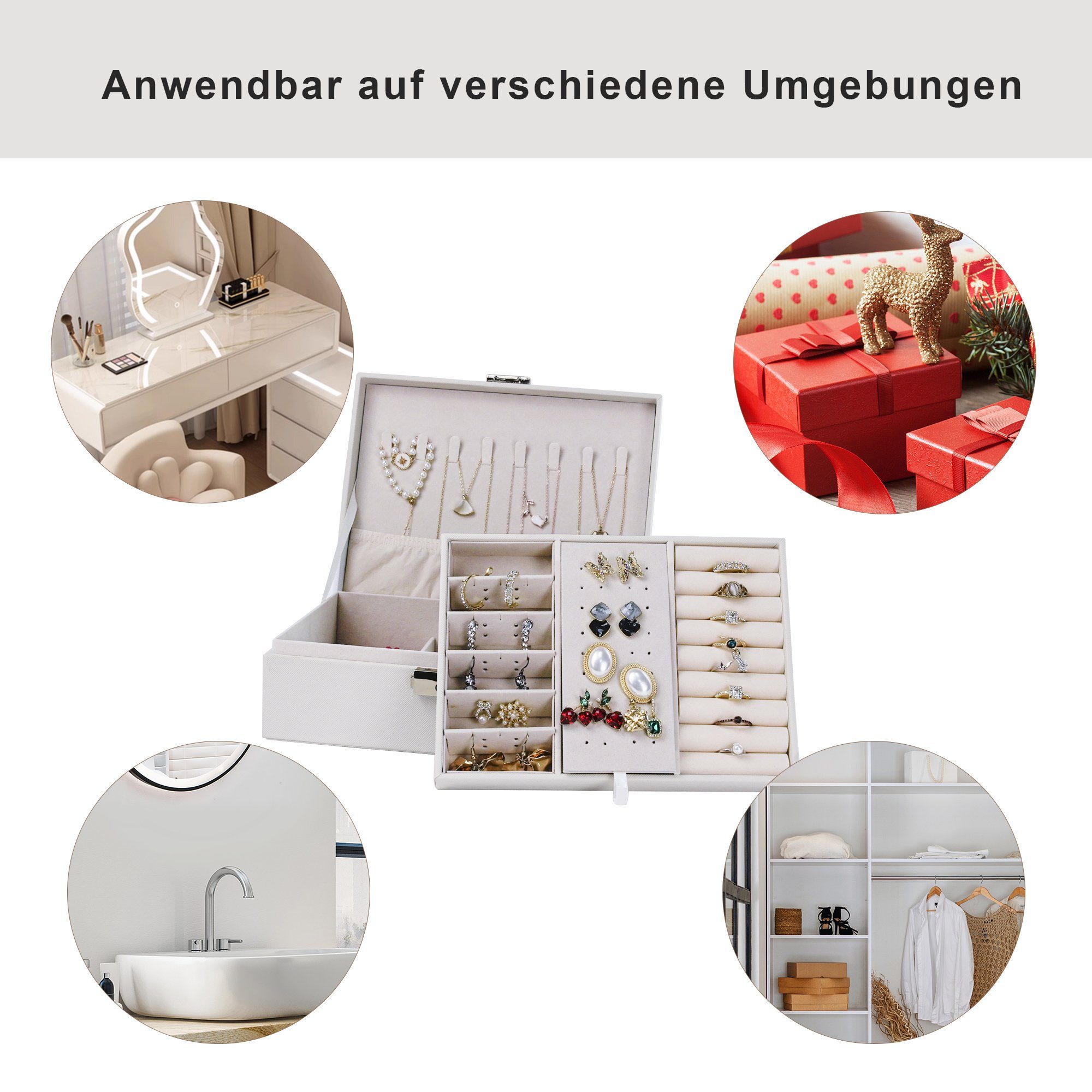 AdelDream Schmuckkoffer Schmuckkästchen Damen Mädchen Schmuckaufbewahrung