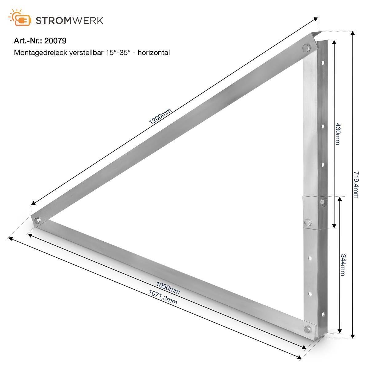 Stromwerk Solarmodul-Halterung Photovoltaikmodul Halterung horizontale Montage, (Neigung verstellbar 15-35)
