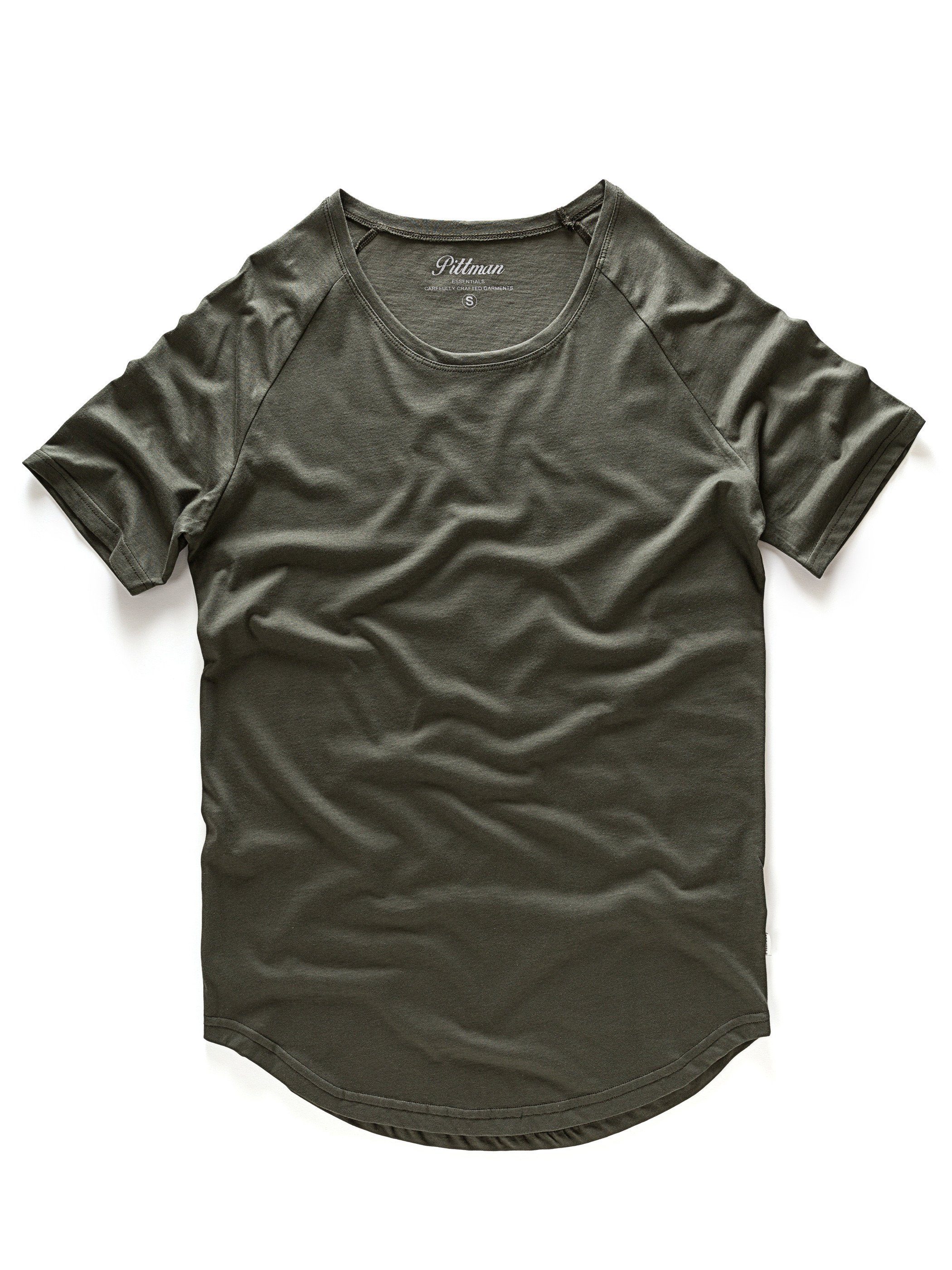- Pittman night (1-tlg) forest Crew Tee Pittman Neck Basic Oversize Quin T-Shirt (190414)